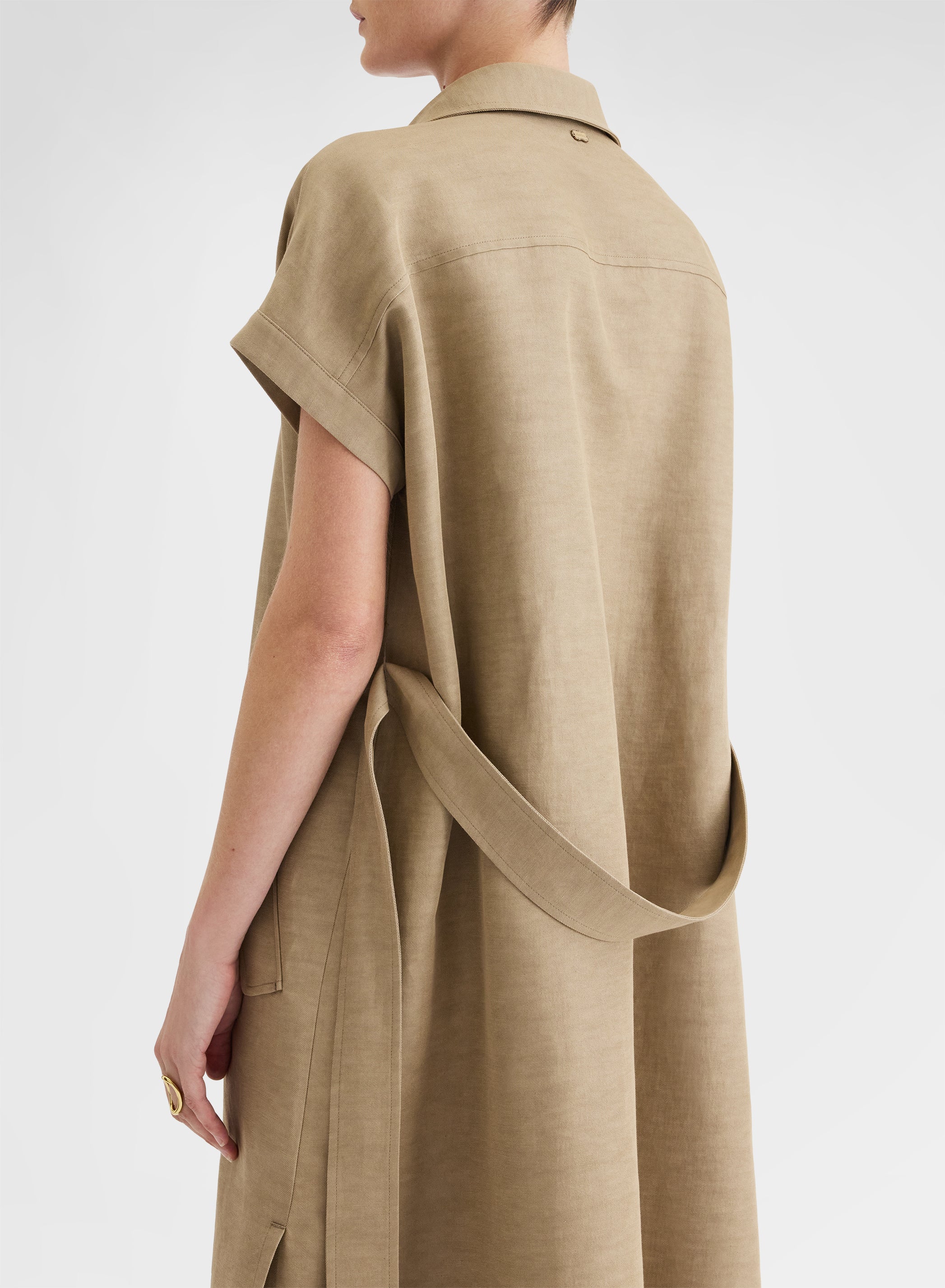 COTTON BLEND TWILL DRESS KHAKI