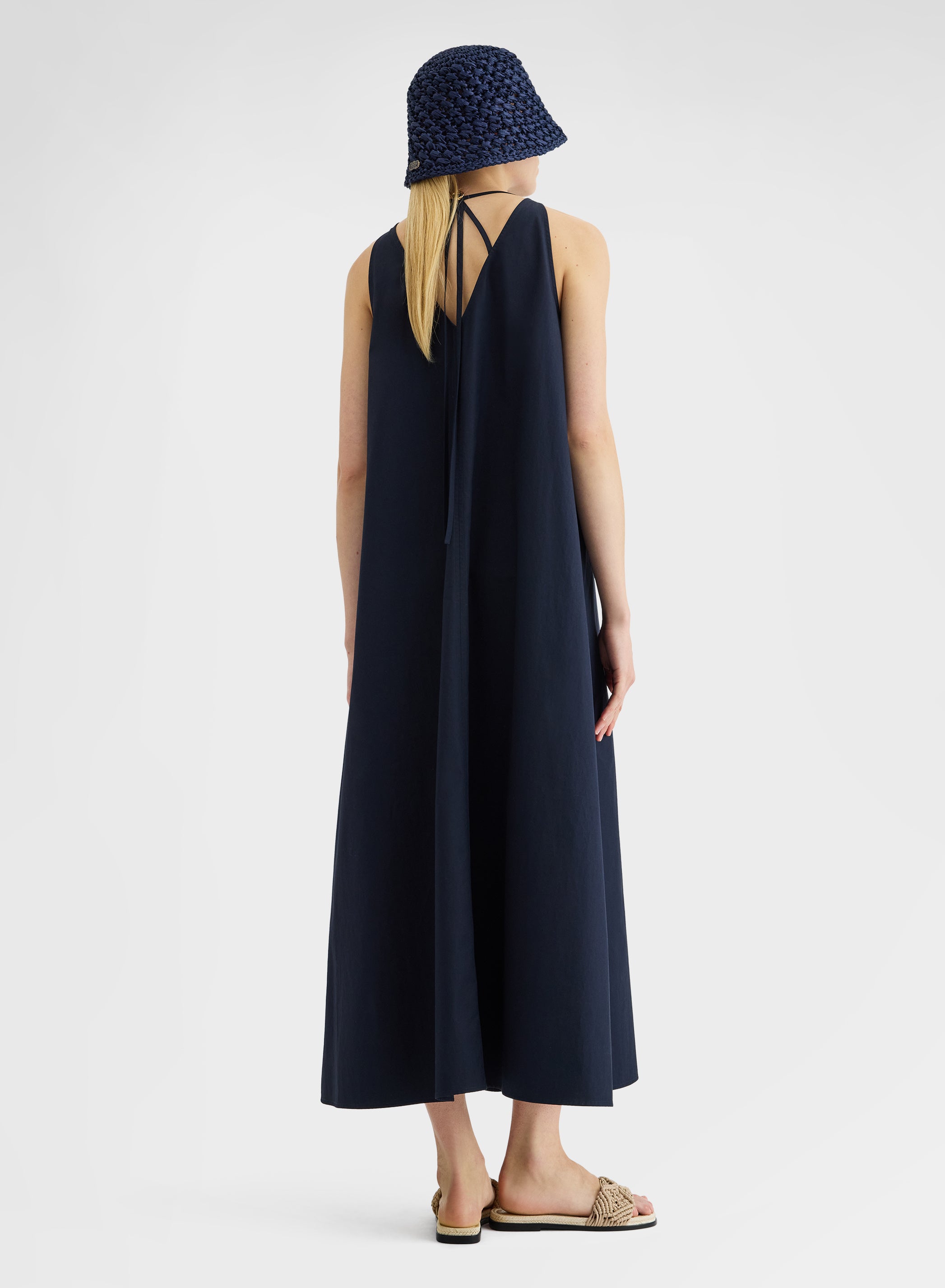 COTTON POPLIN DRESS NAVY