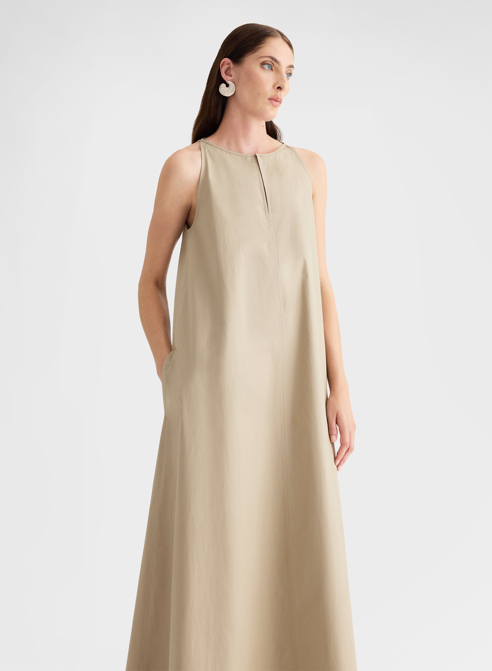 COTTON POPLIN DRESS KHAKI