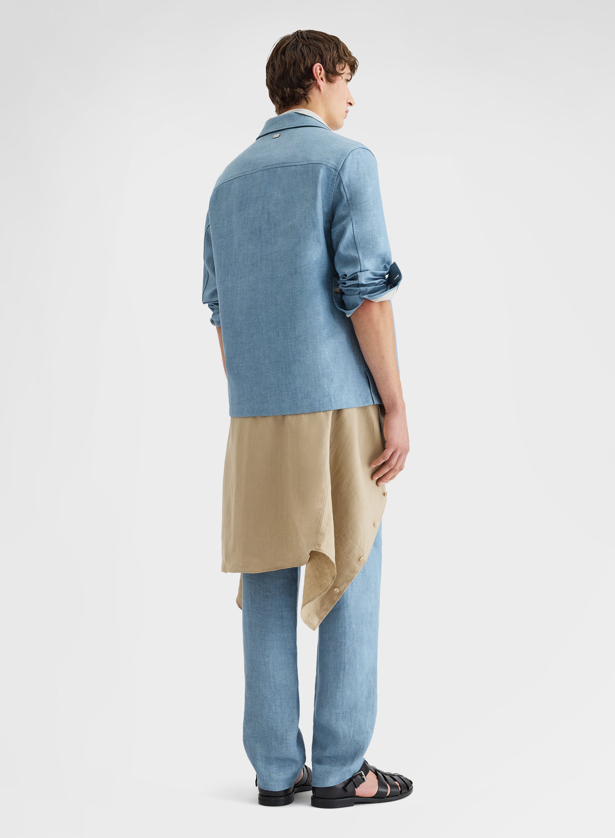BONDED DELAVE LINEN OVERSHIRT DUSTY BLUE
