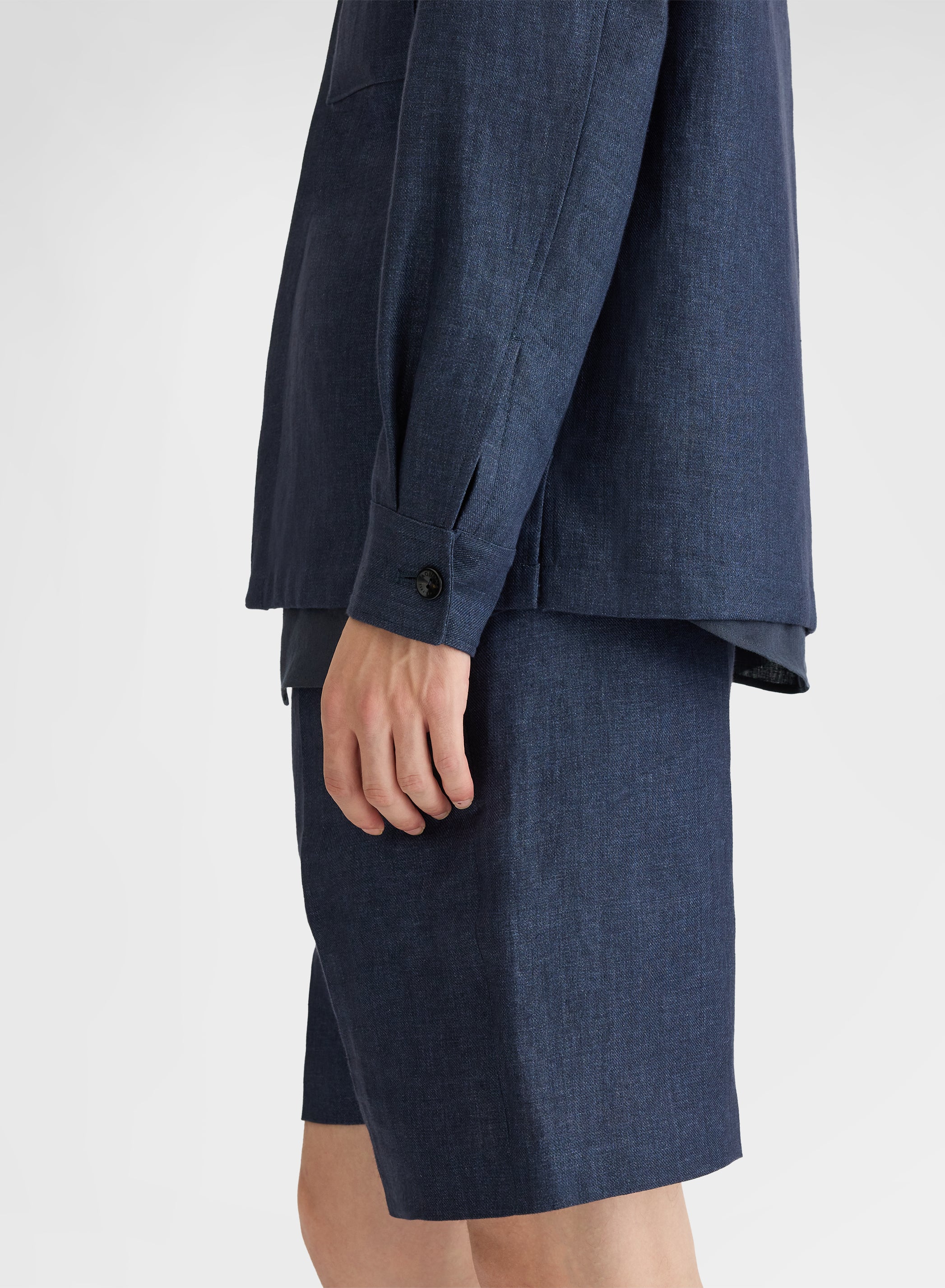 BONDED DELAVE LINEN OVERSHIRT NAVY