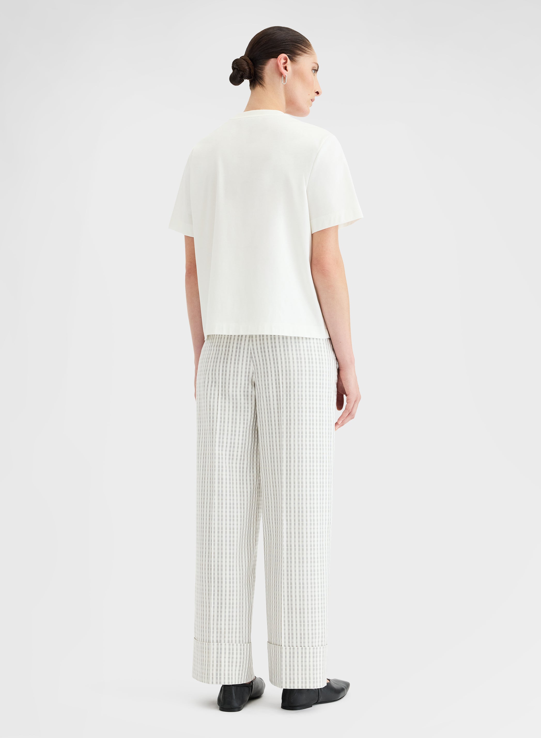 Silk Touch Cotton Interlock Top White | Agnona