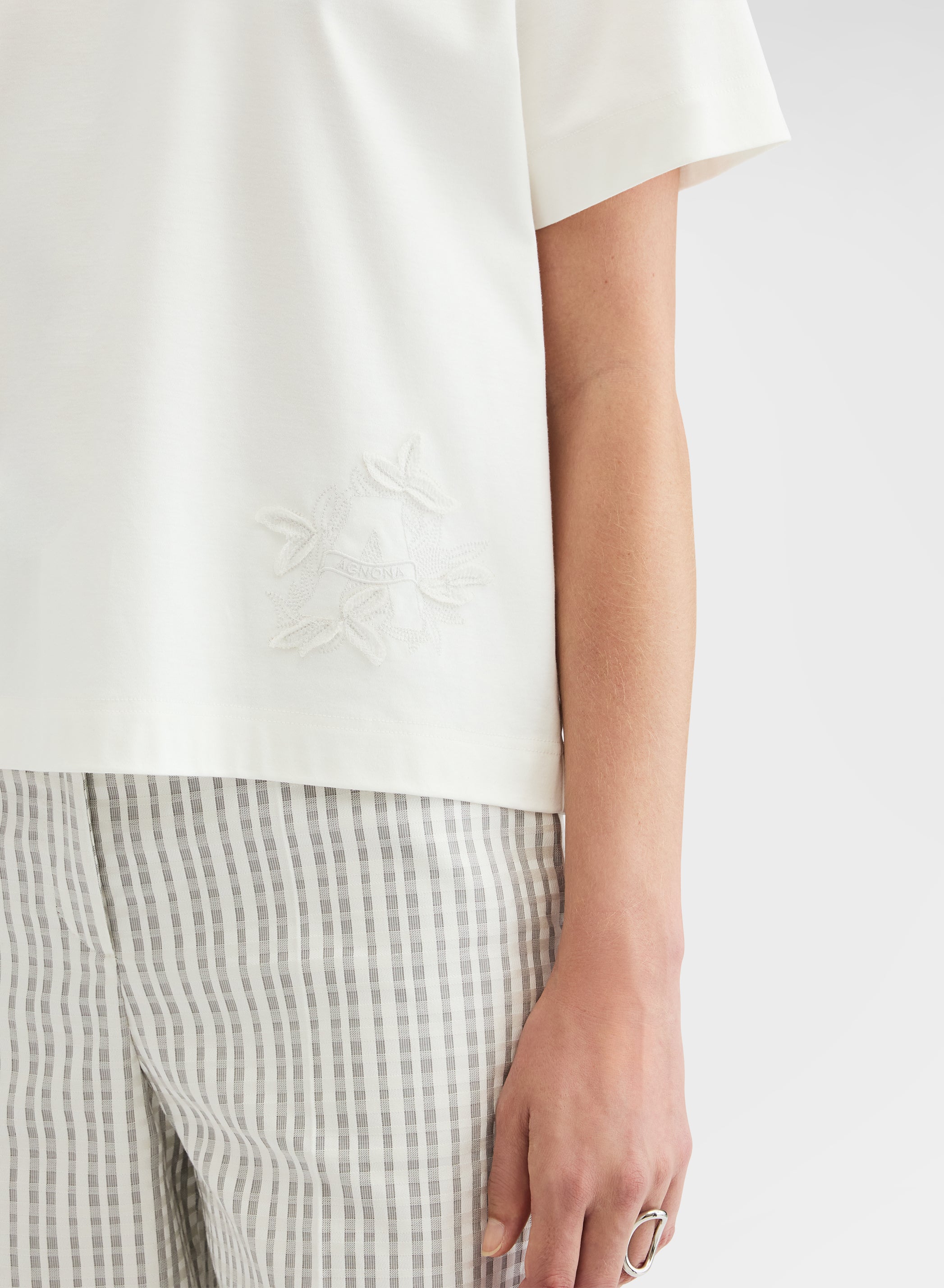 Silk Touch Cotton Interlock Top White | Agnona