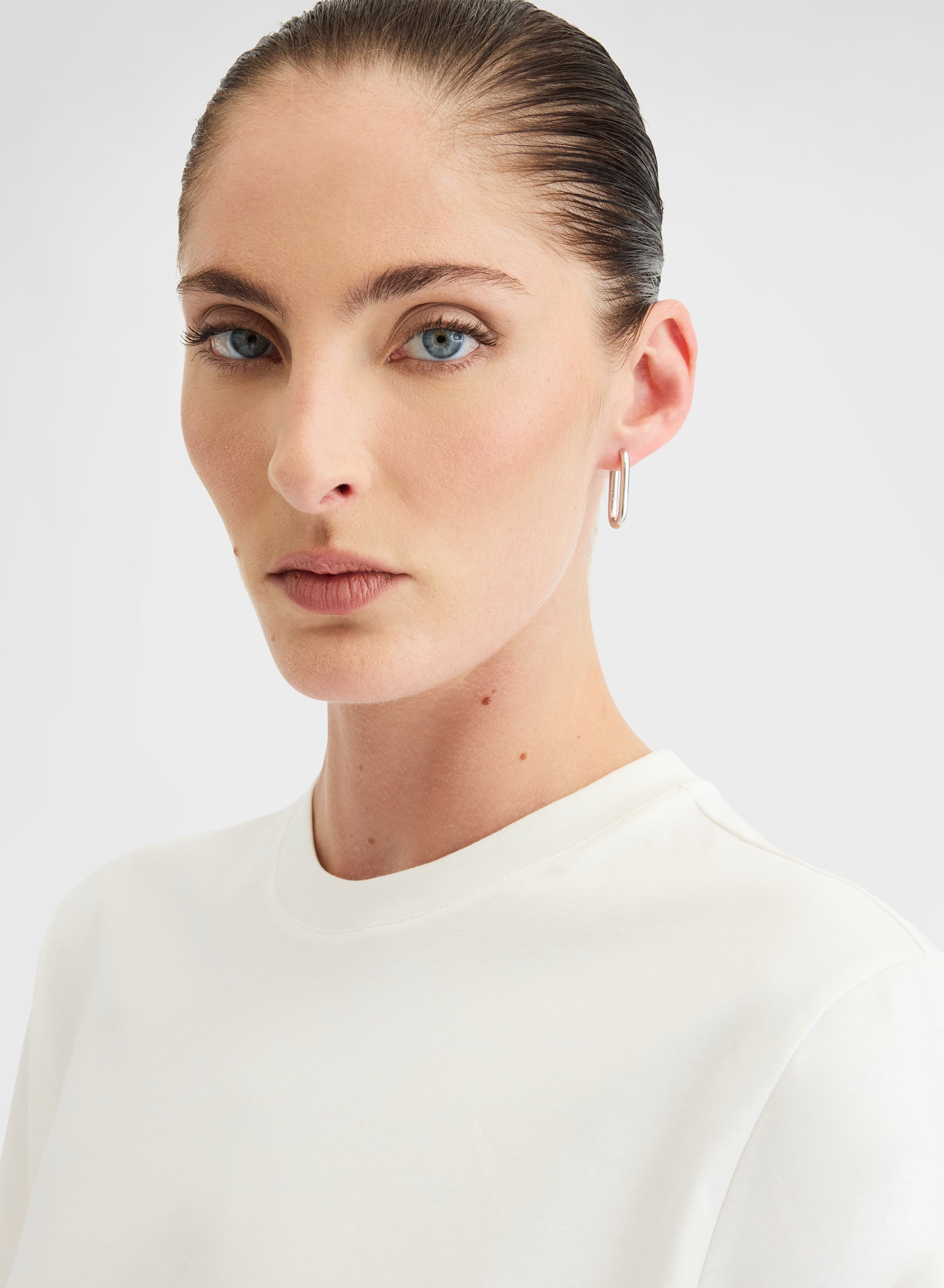 Silk Touch Cotton Interlock Top White | Agnona