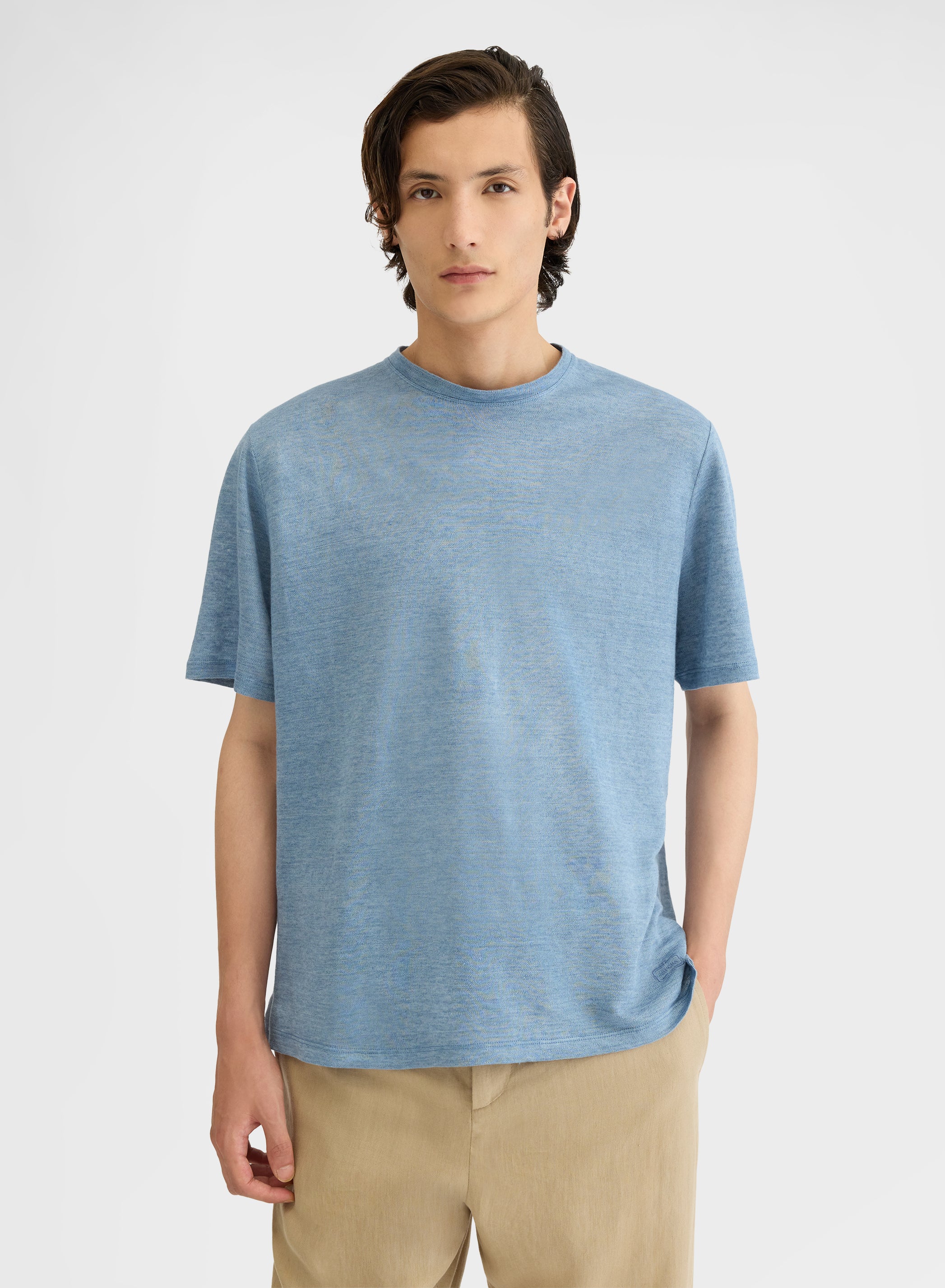 DELAVE LINEN JERSEY T-SHIRT DUSTY BLUE