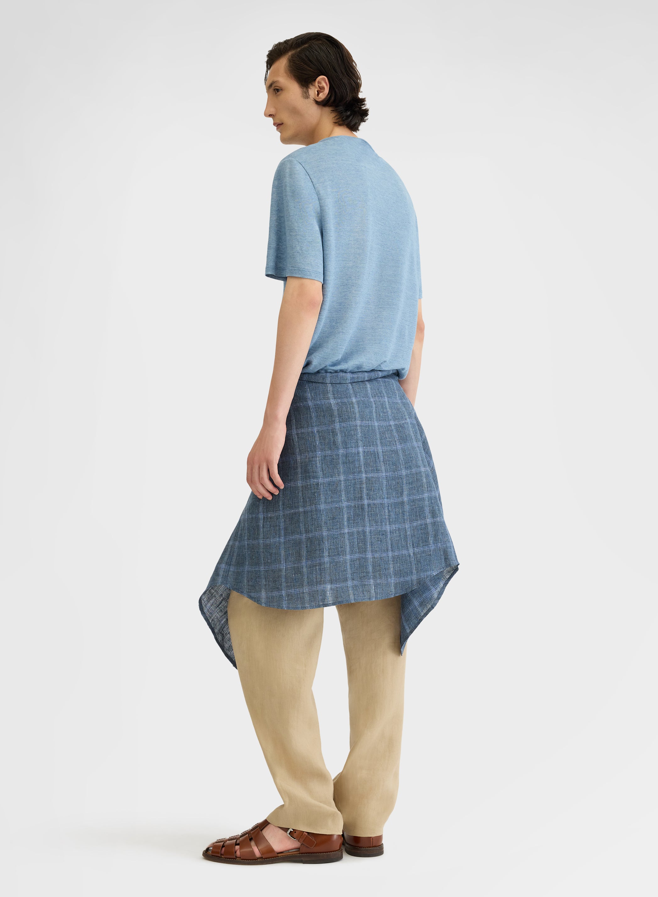 DELAVE LINEN JERSEY T-SHIRT DUSTY BLUE