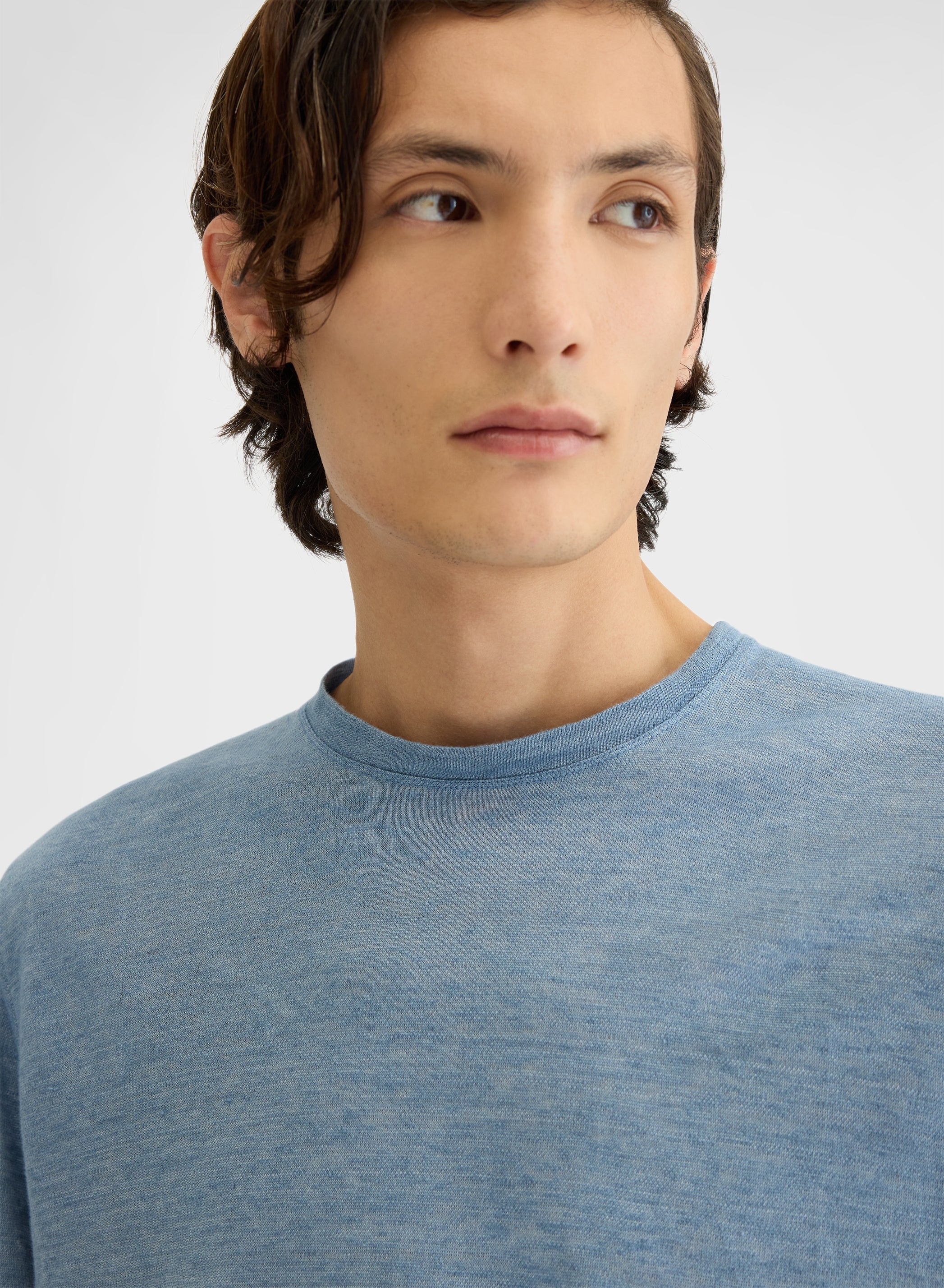 DELAVE LINEN JERSEY T-SHIRT DUSTY BLUE