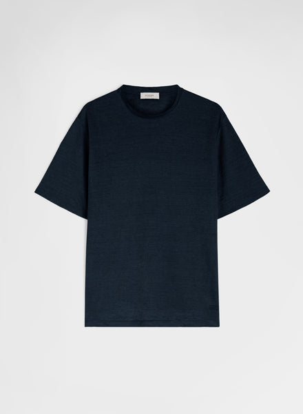 Navy Linen Jersey T-Shirt Delavé | Agnona