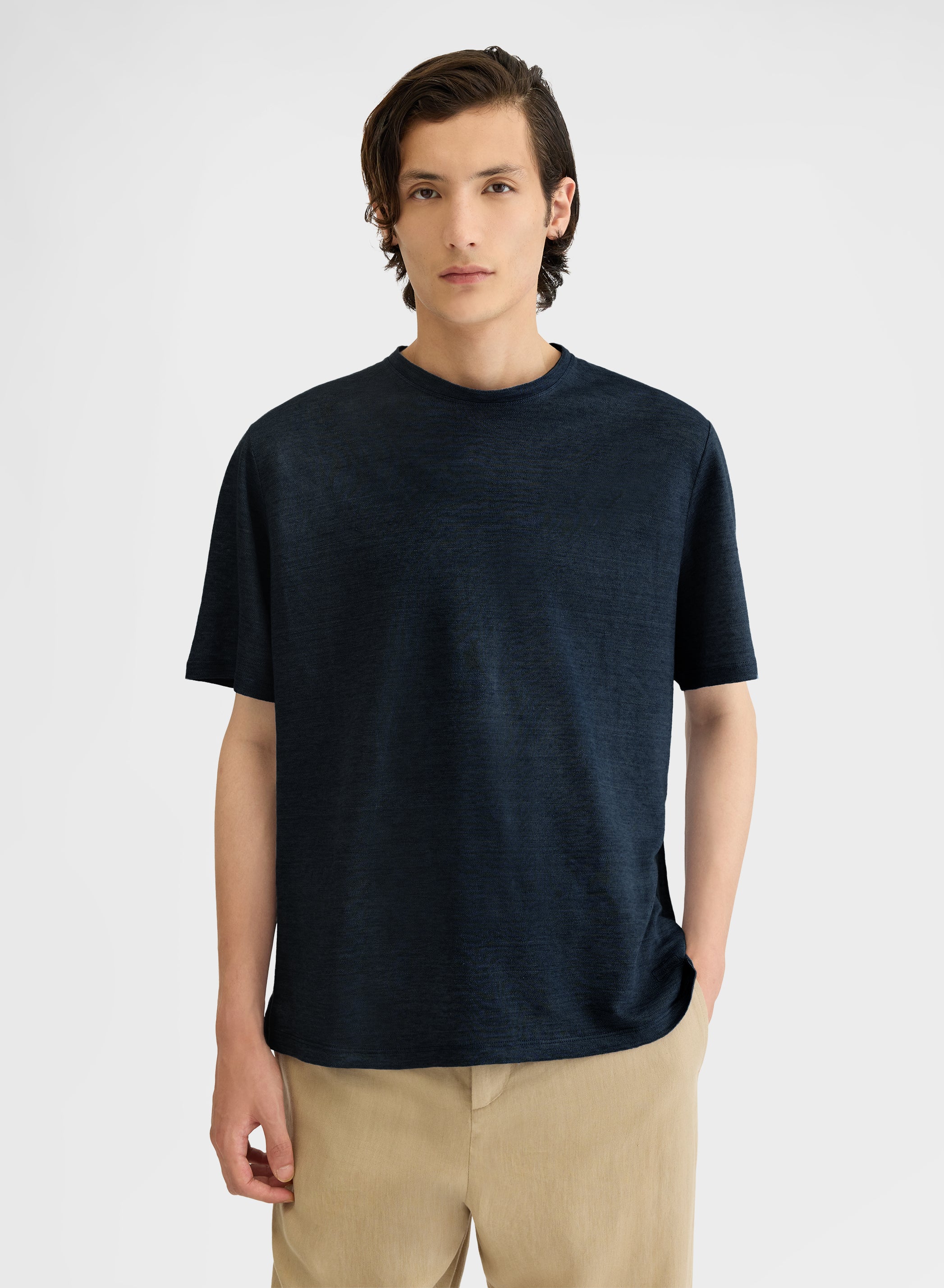 DELAVE LINEN JERSEY T-SHIRT NAVY