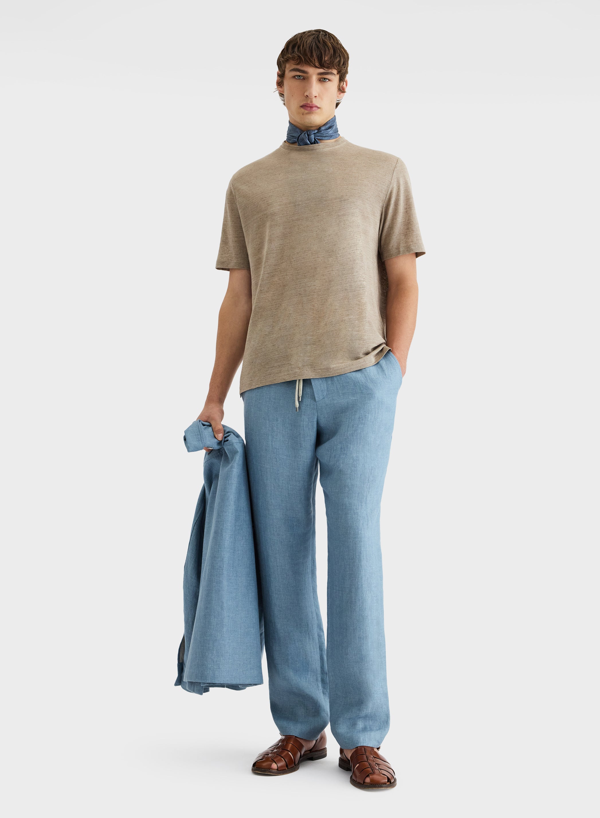 DELAVE LINEN JERSEY T-SHIRT KHAKI