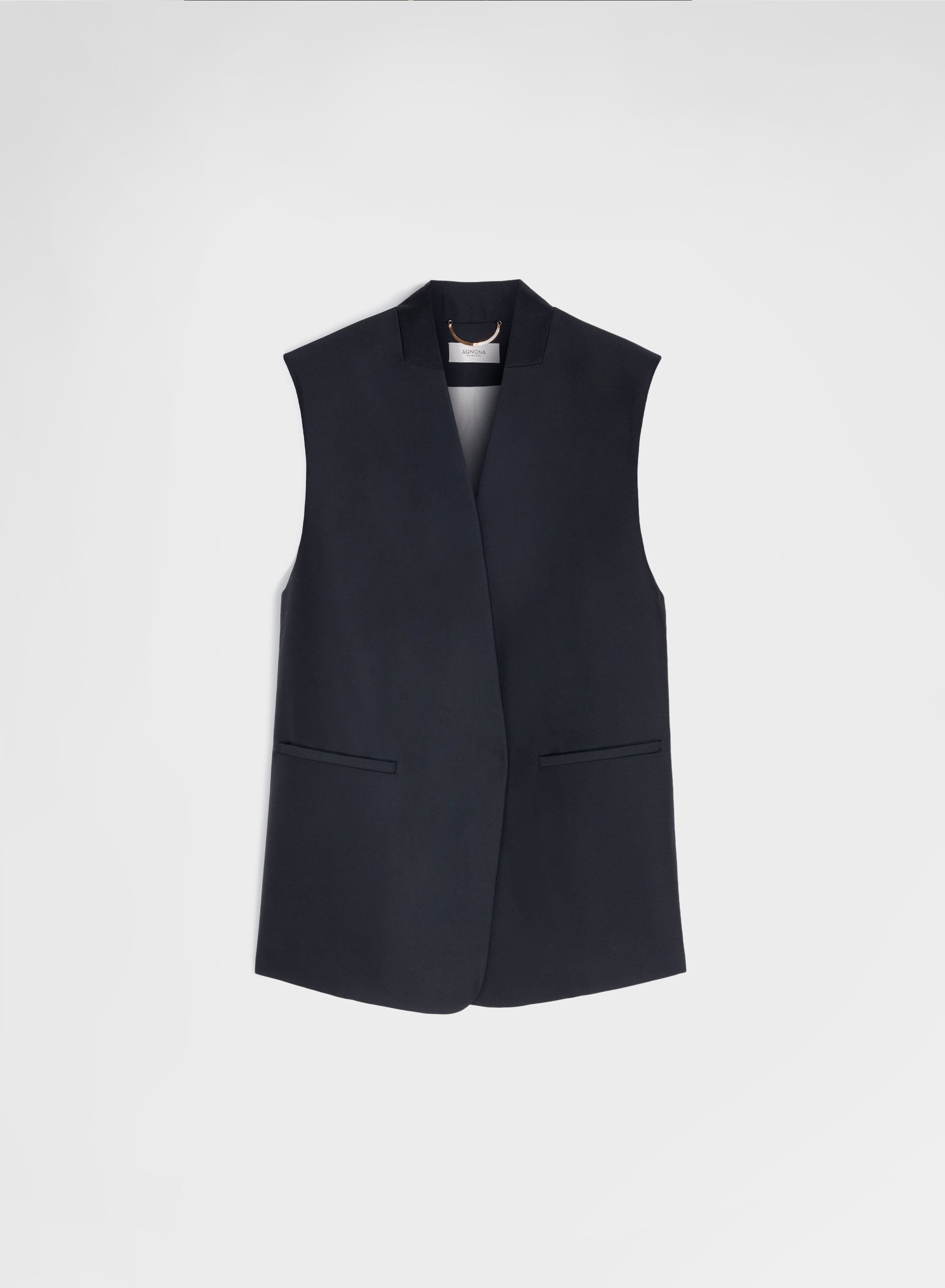 DOUBLE WOOL SILK GILET BLACK