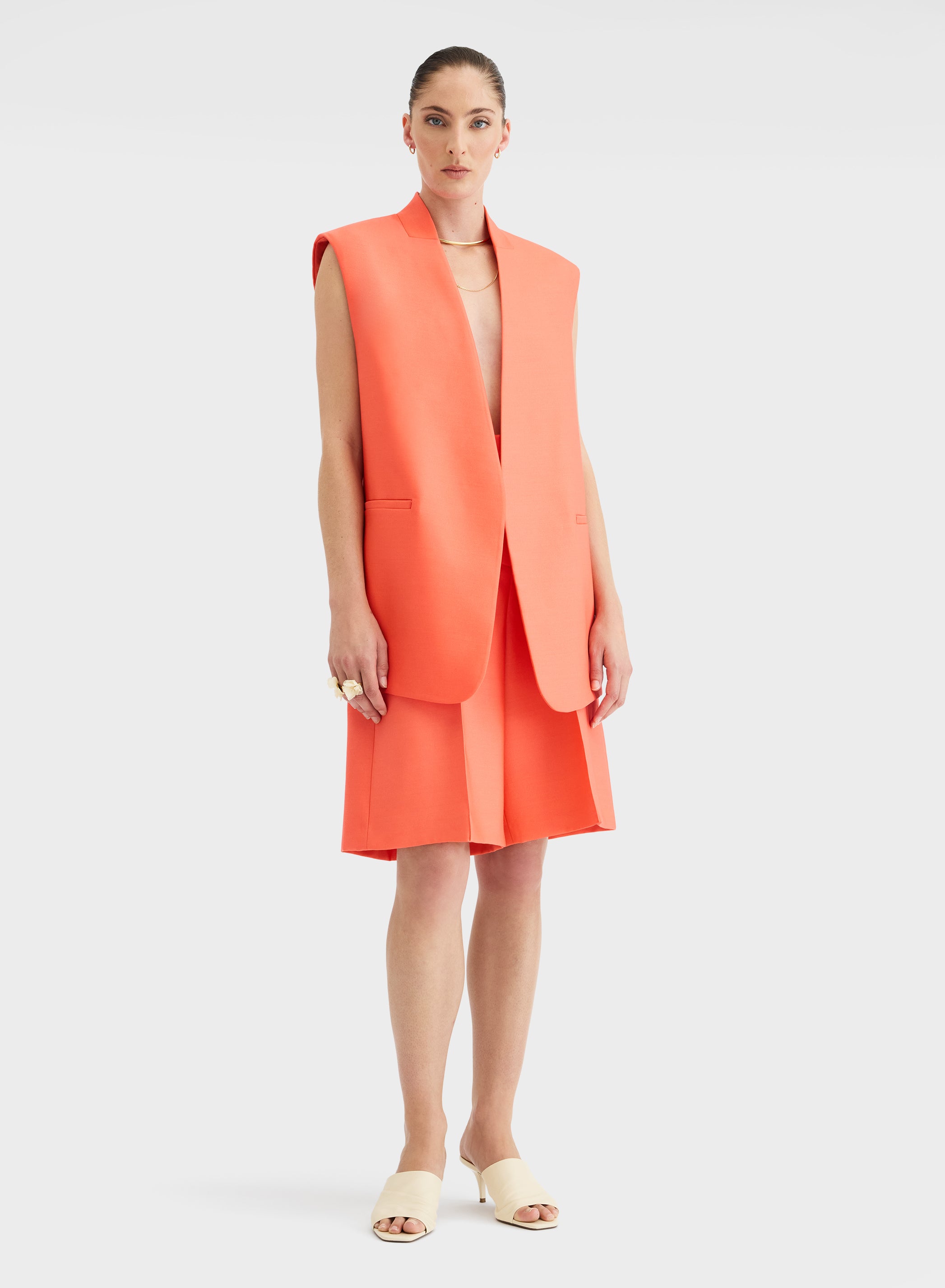 DOUBLE WOOL SILK GILET SUNSET