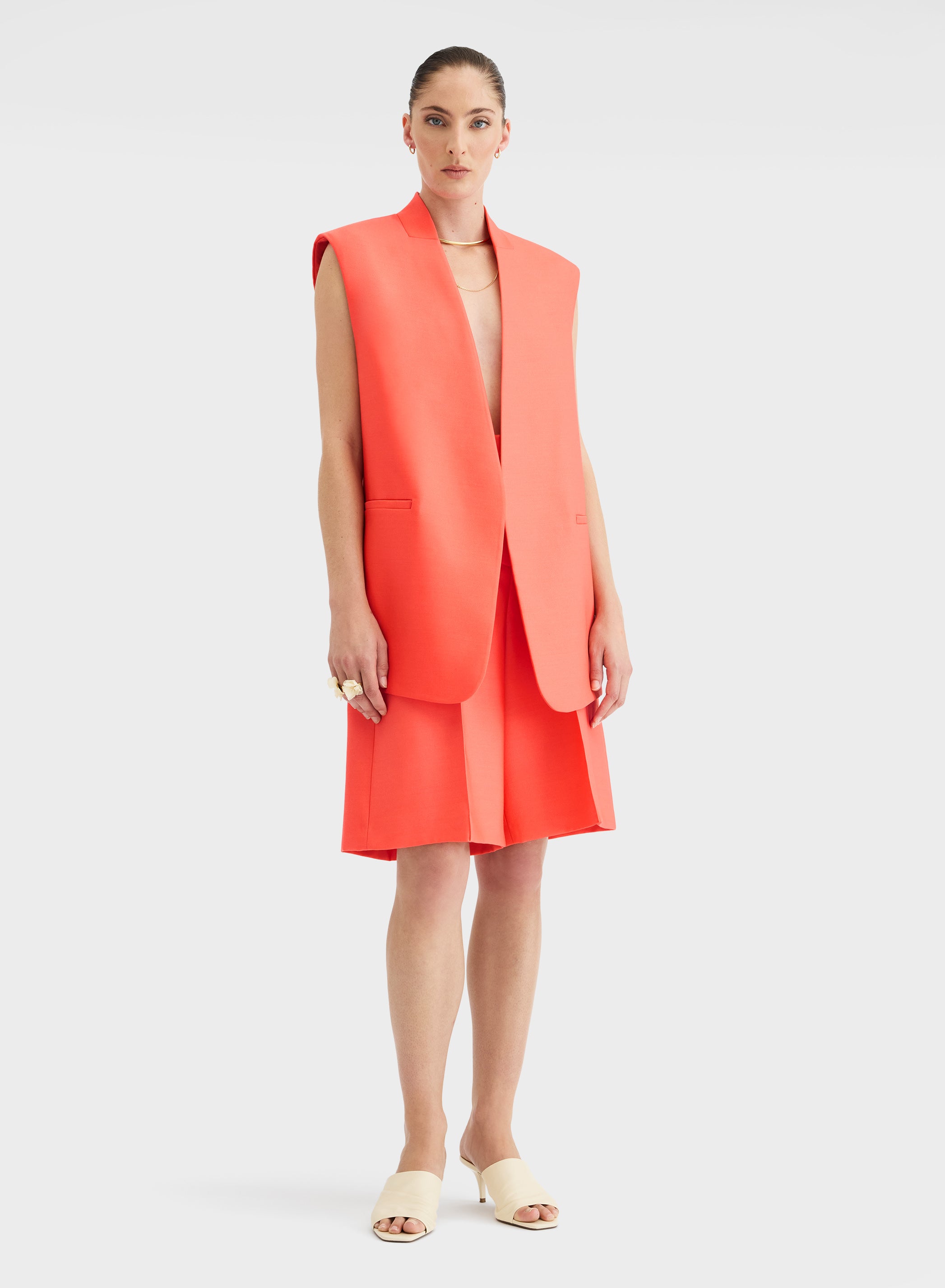 DOUBLE WOOL SILK GILET SUNSET