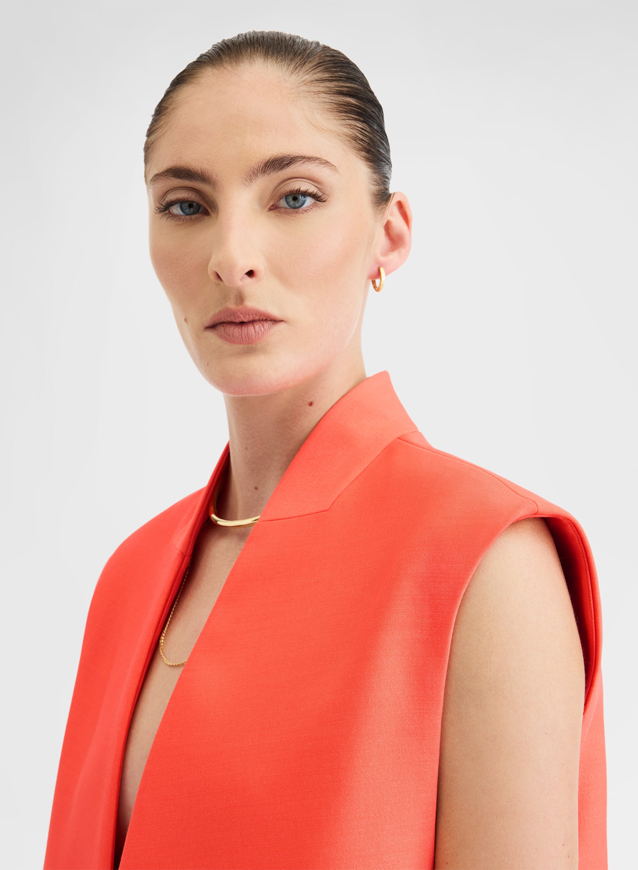 DOUBLE WOOL SILK GILET SUNSET