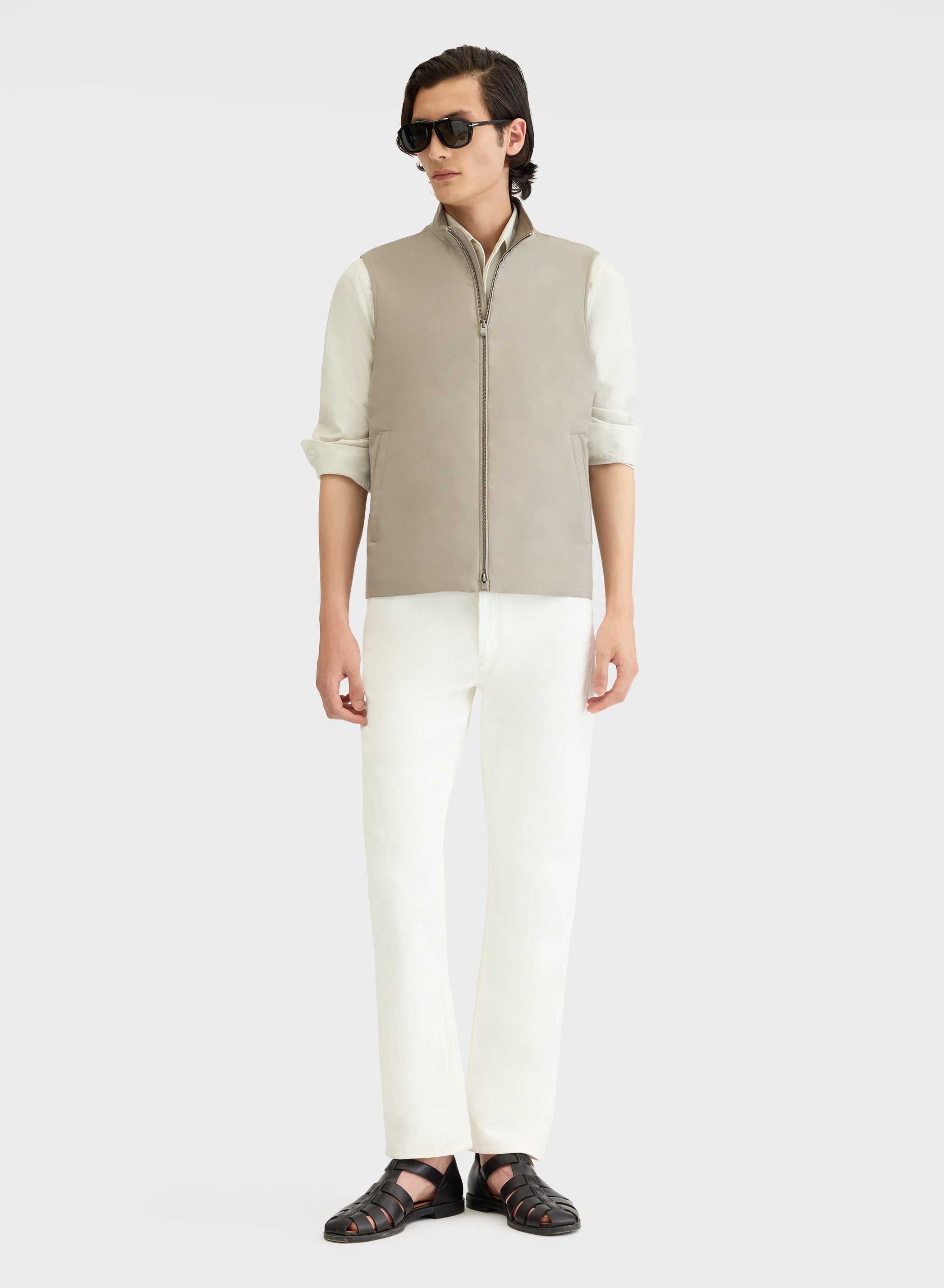 NYLON TECH TWILL GILET GREY