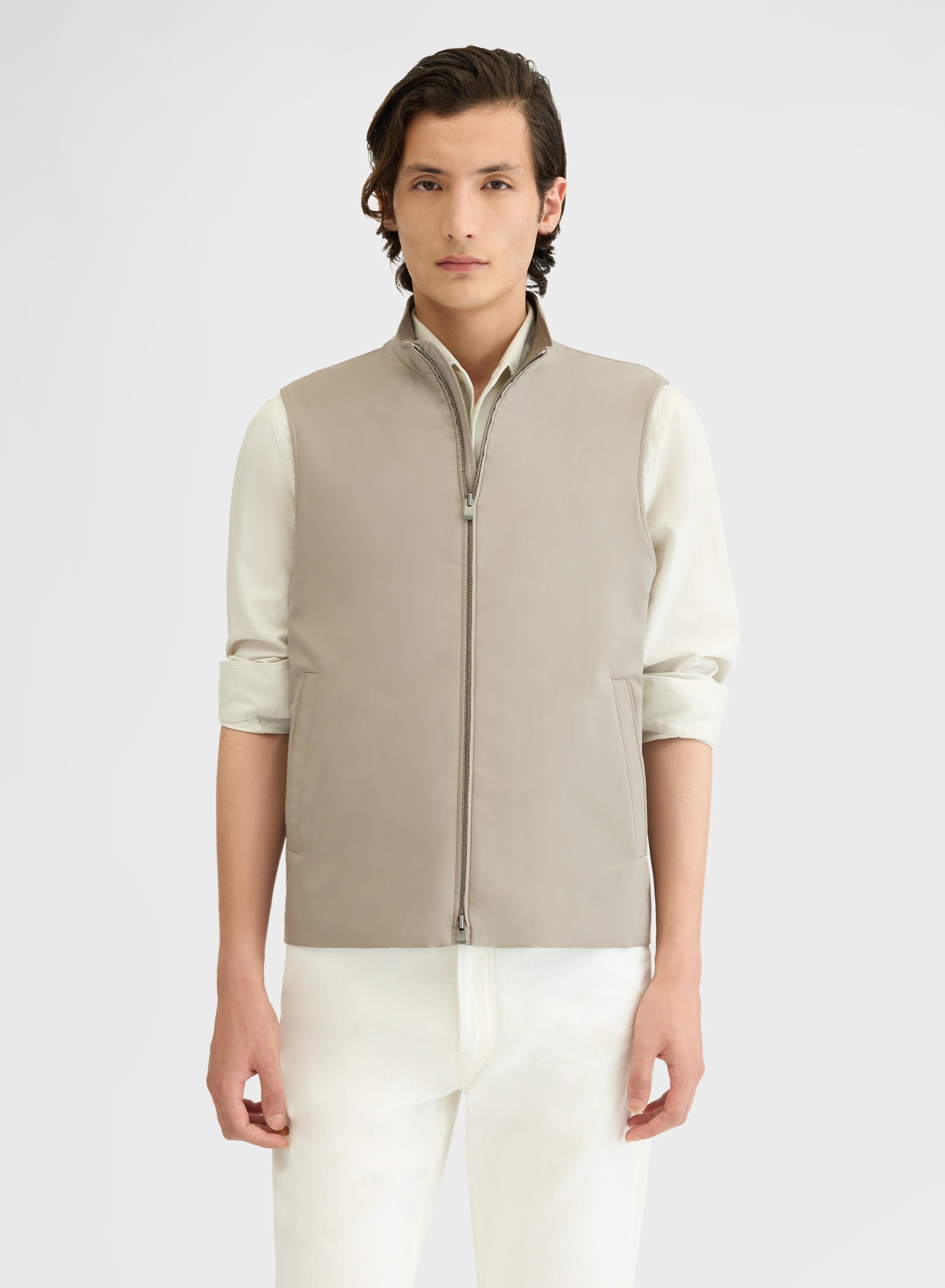 NYLON TECH TWILL GILET GREY