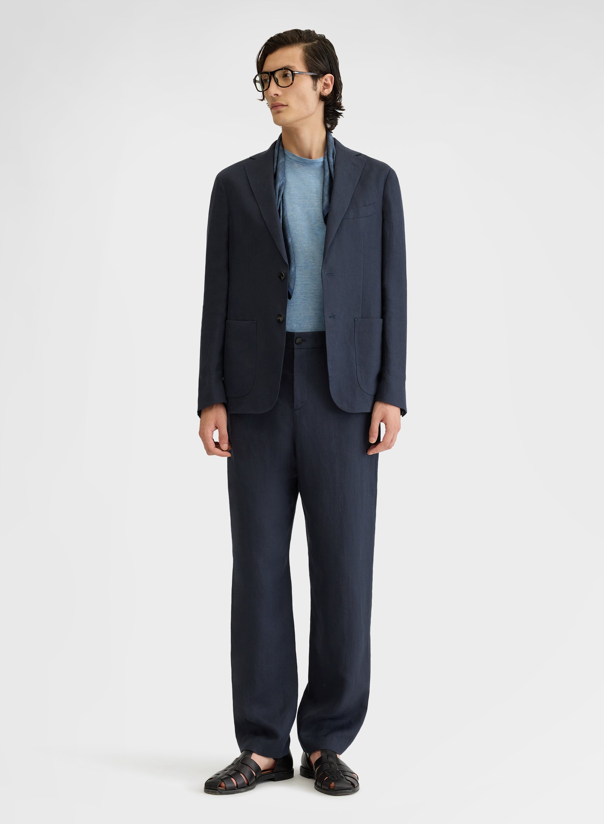 Navy Linen Pants Lightweight | Agnona