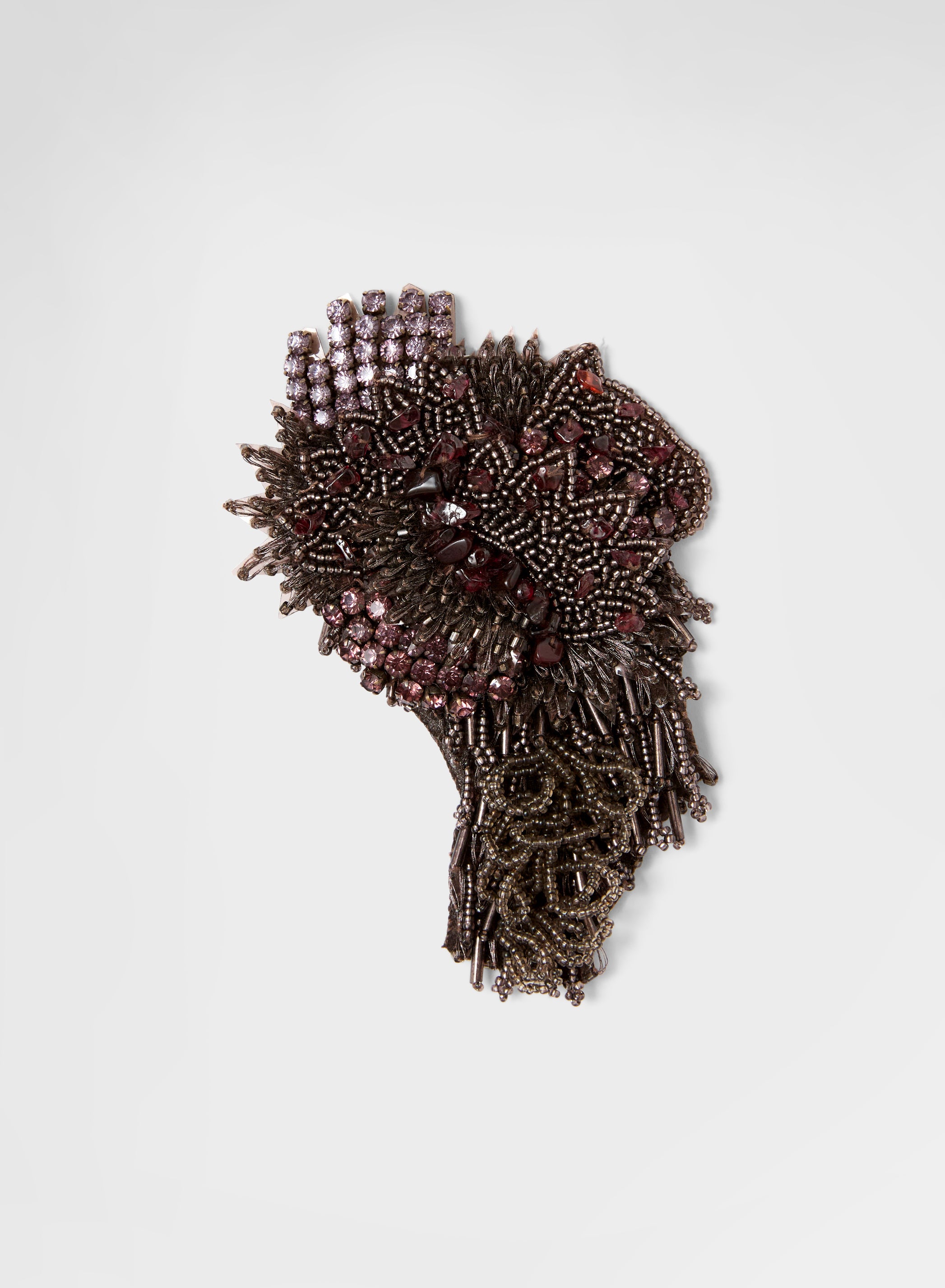 SMALL EMBROIDERED JEWEL BROOCH EBONY