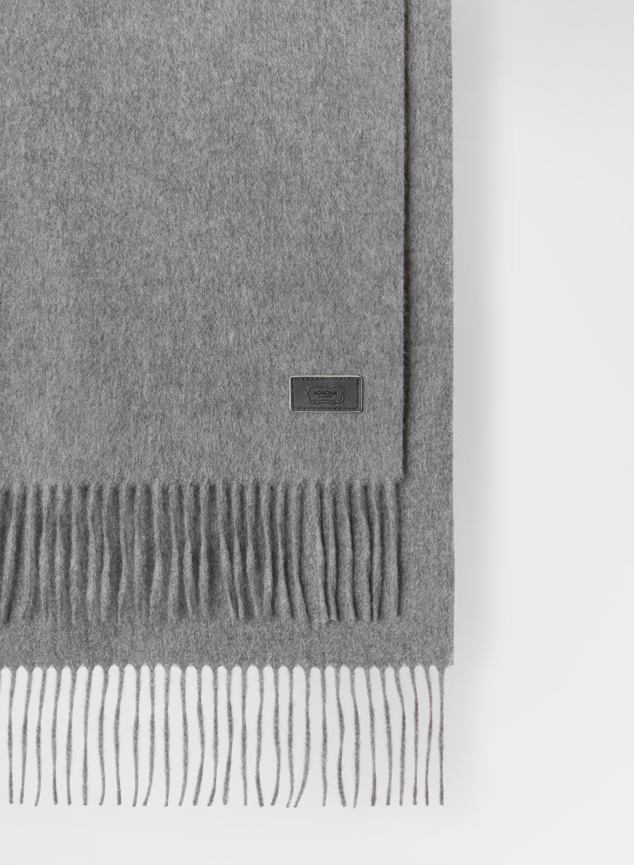 ZIBELLINO CASHMERE FRINGED SCARF MEDIUM GREY