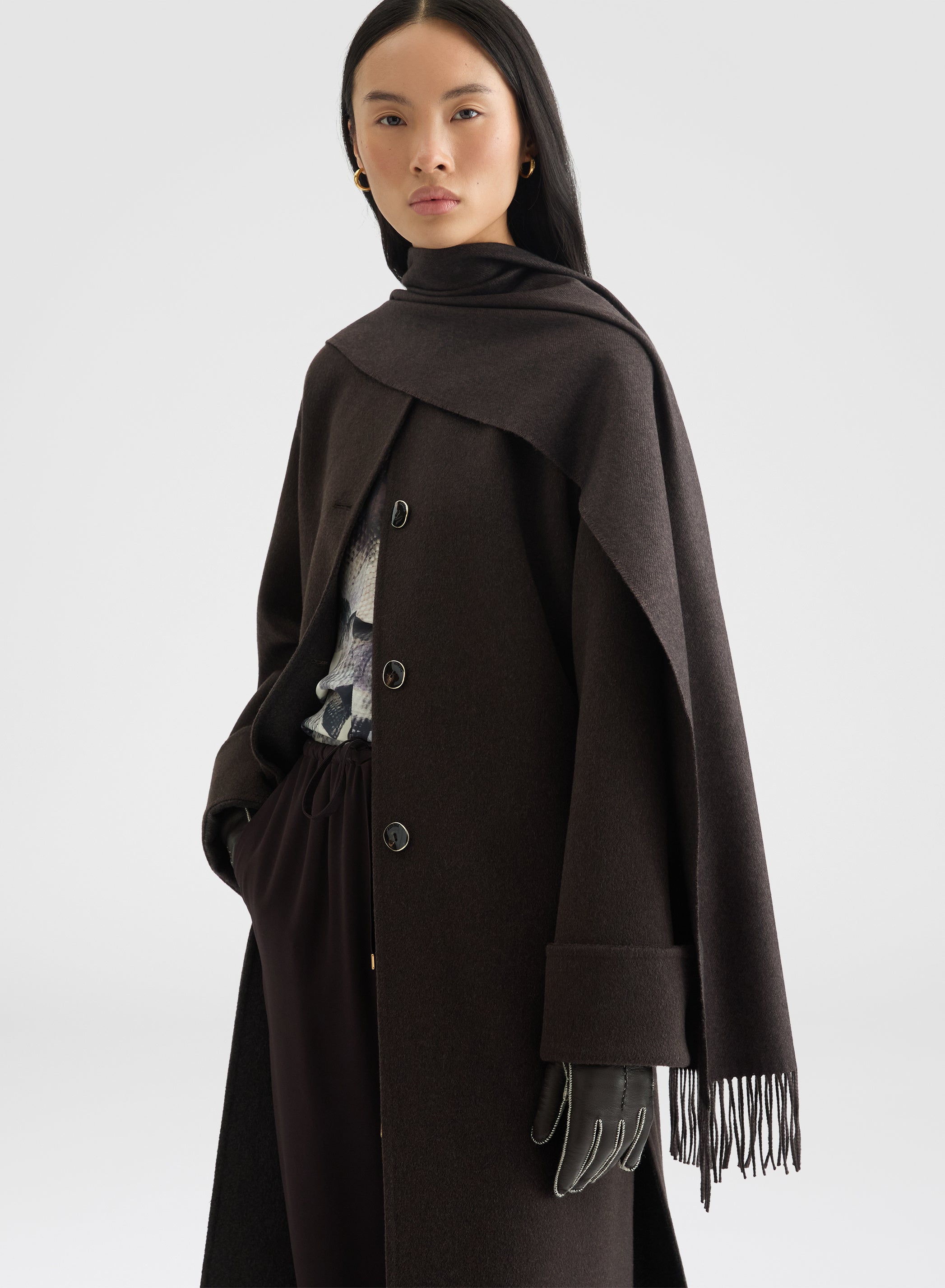 SILK CASHMERE SCARF EBONY