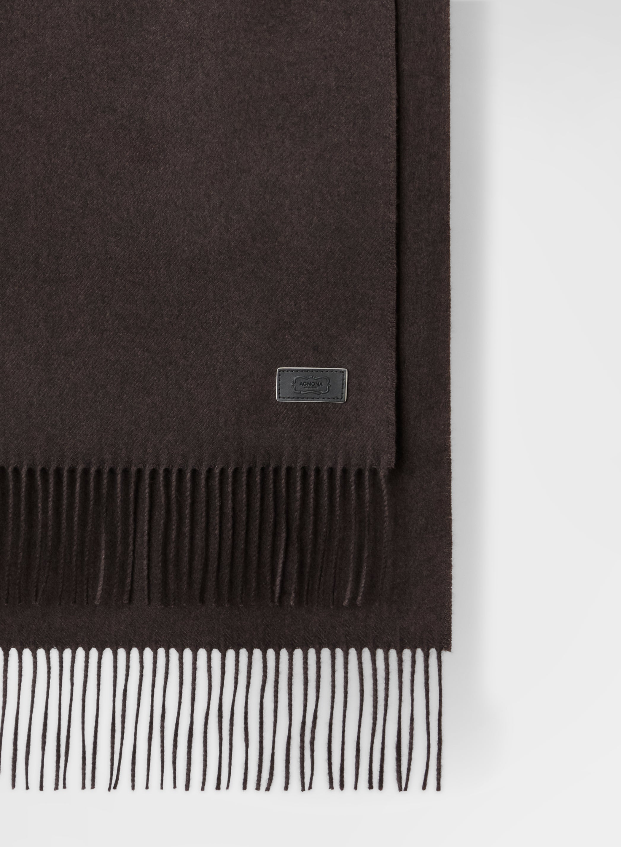 SILK CASHMERE FRINGED SCARF EBONY