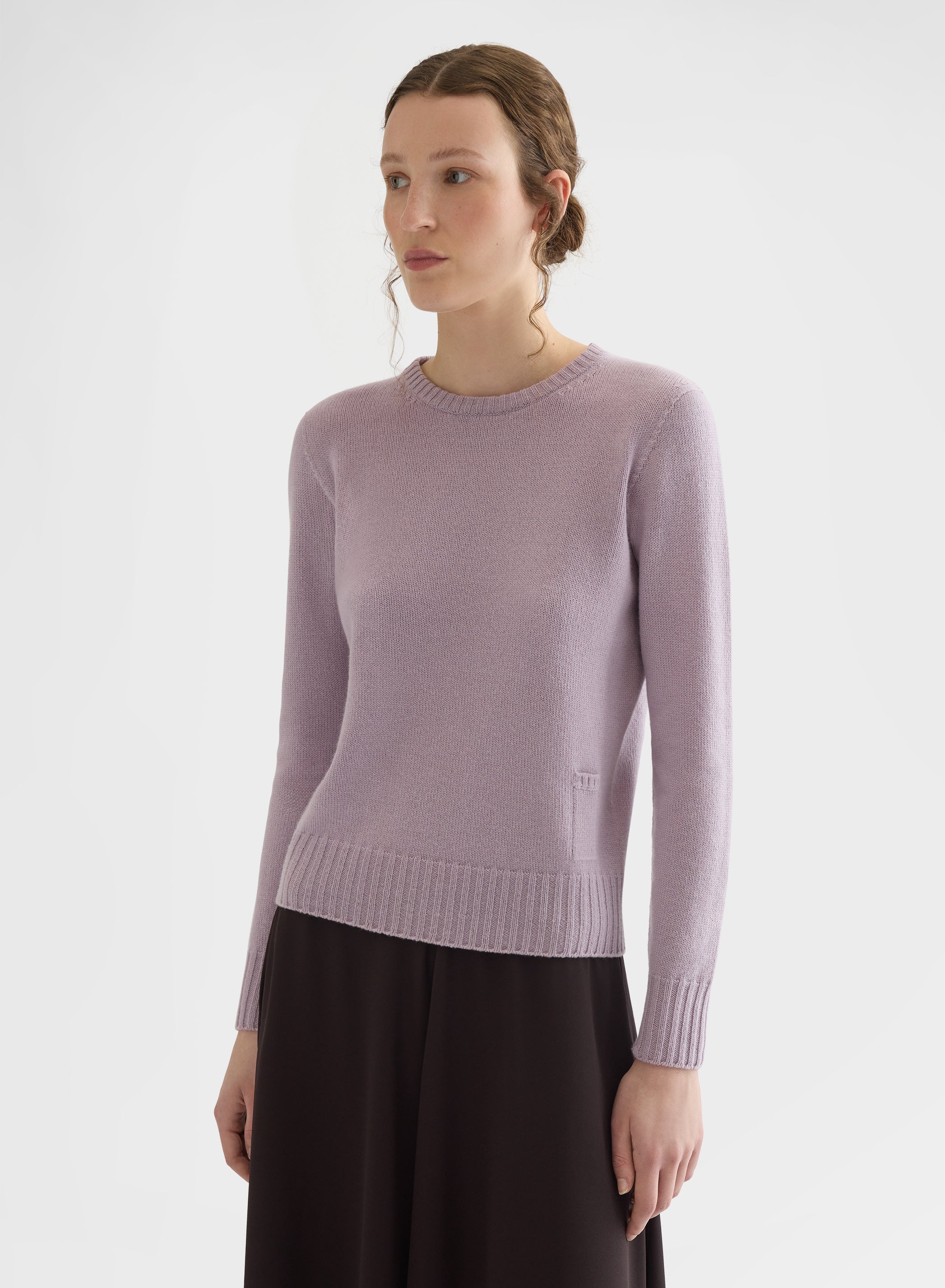 CASHMERE PLAIN KNIT LIPSTICK CREWNECK MAUVE