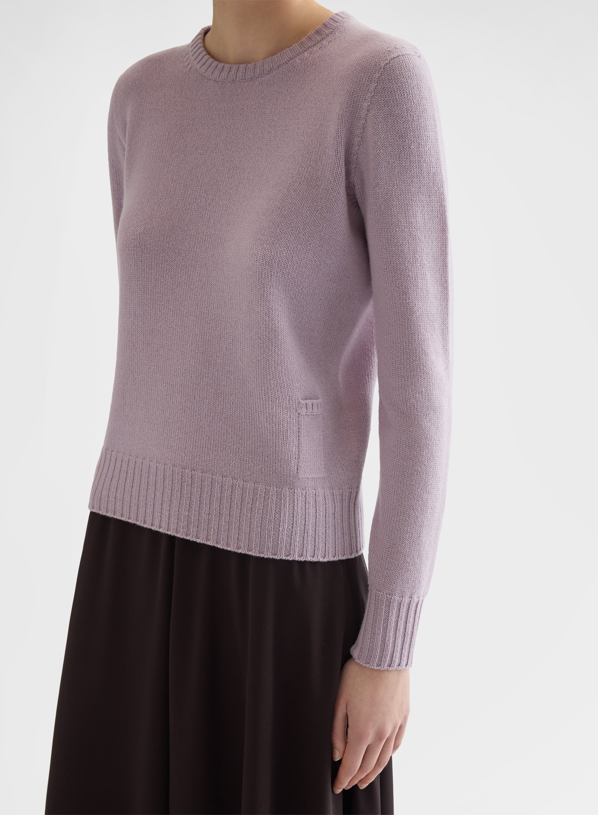 CASHMERE PLAIN KNIT LIPSTICK CREWNECK MAUVE