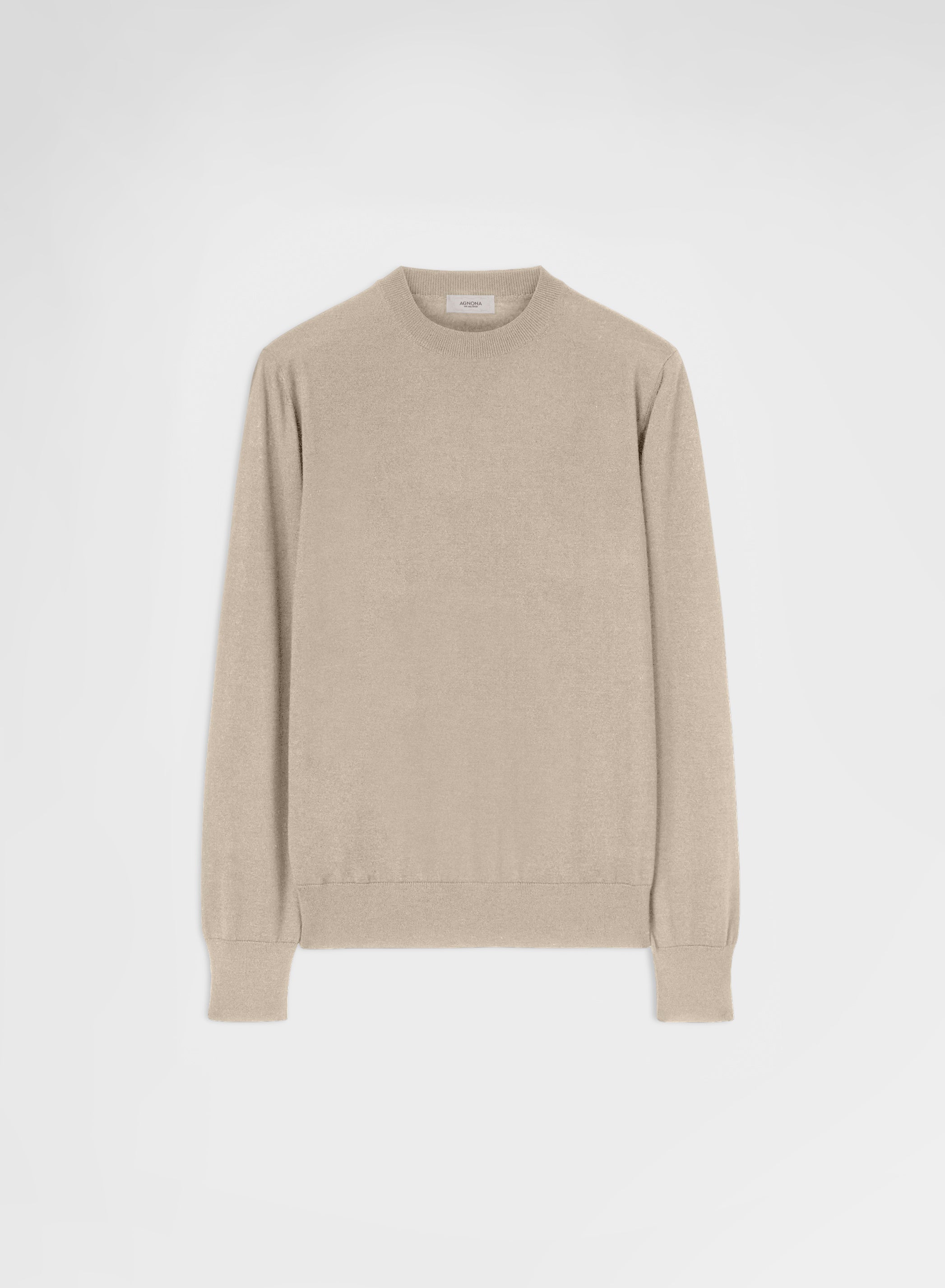 FINE WOOL SILK CASHMERE CREWNECK GREIGE