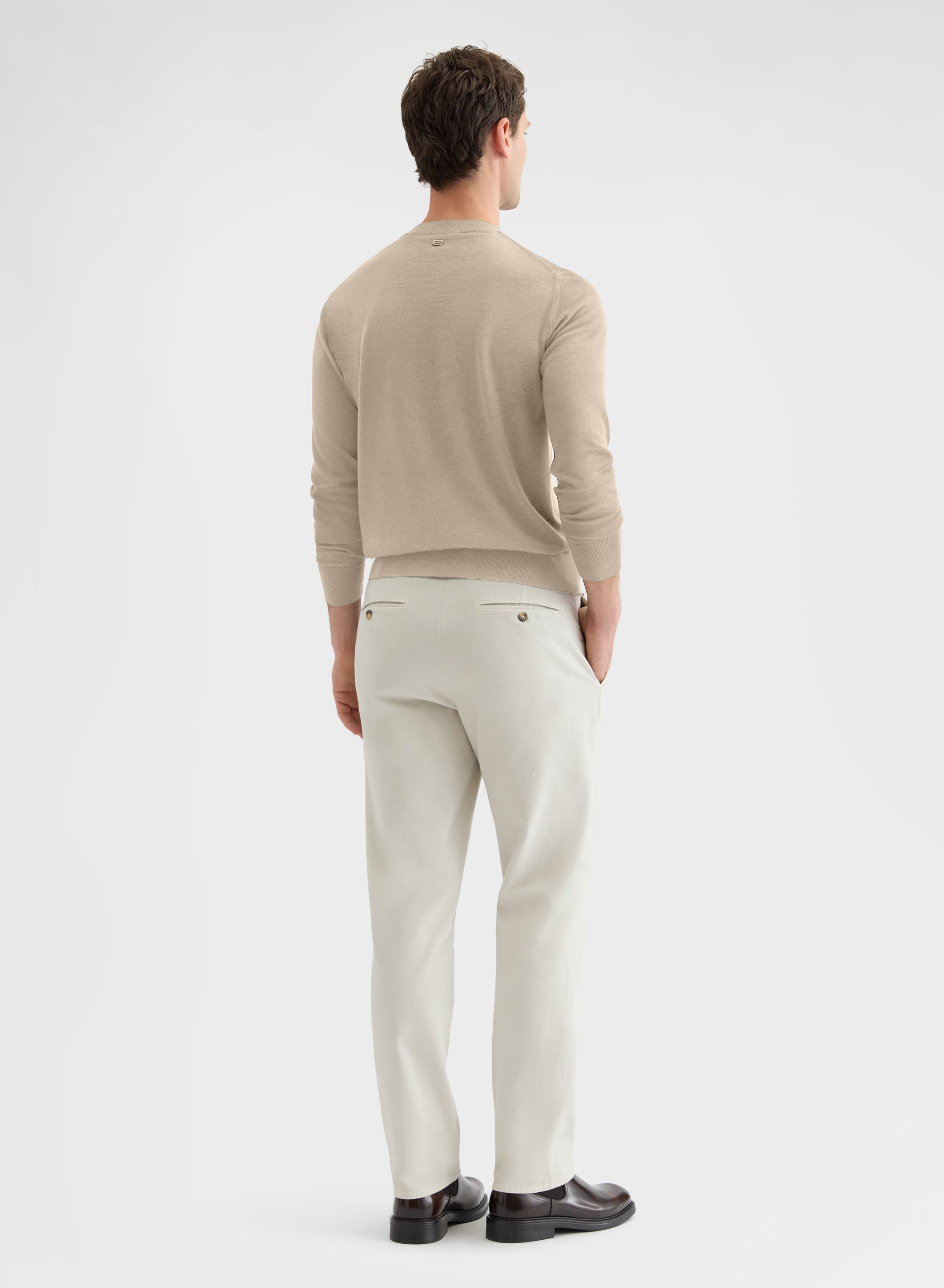 FINE WOOL SILK CASHMERE CREWNECK GREIGE