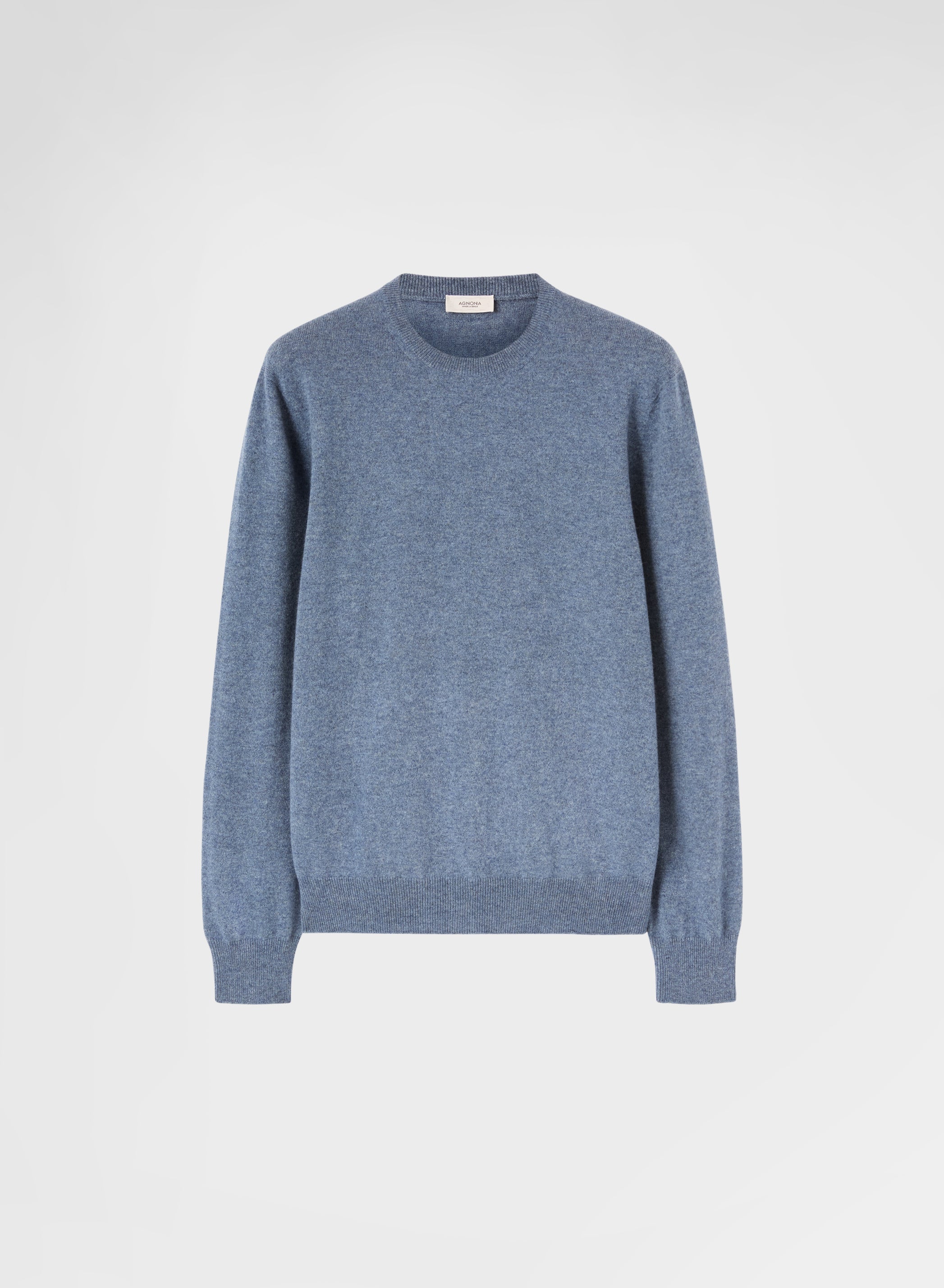 CASHMERE PLAIN KNIT CREWNECK DARK POWDER