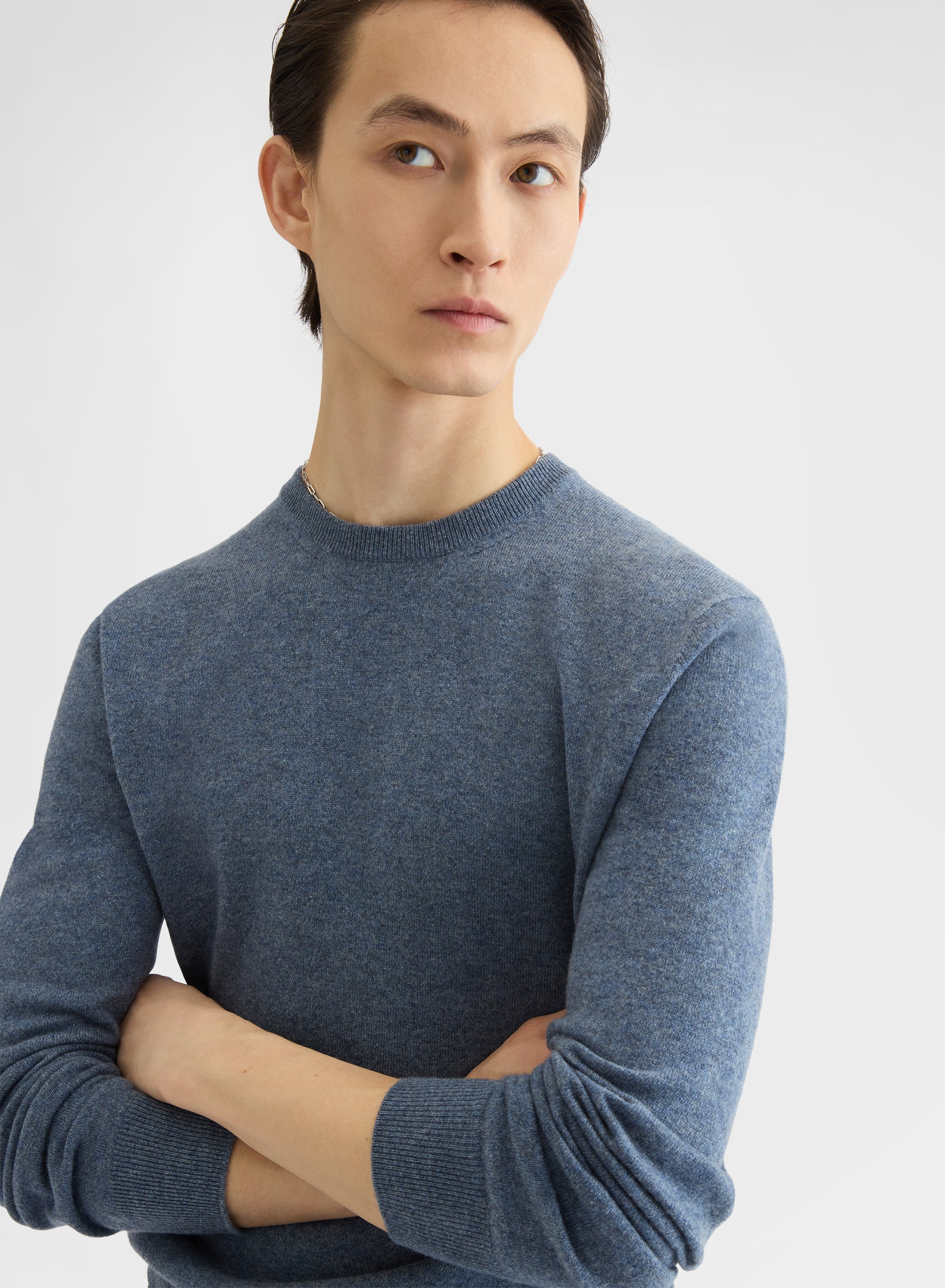 CASHMERE PLAIN KNIT CREWNECK DARK POWDER