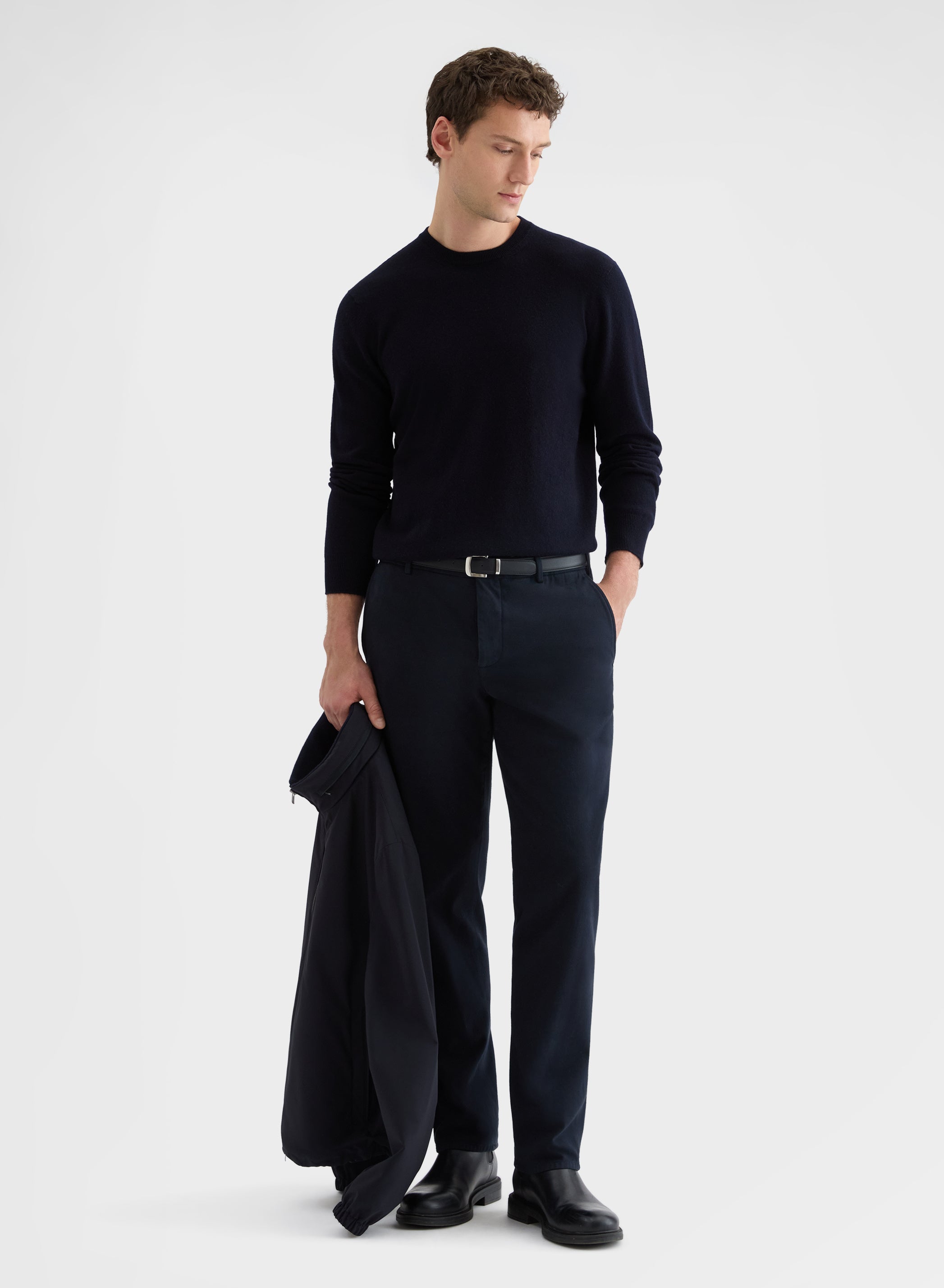 CASHMERE PLAIN KNIT CREWNECK NIGHT