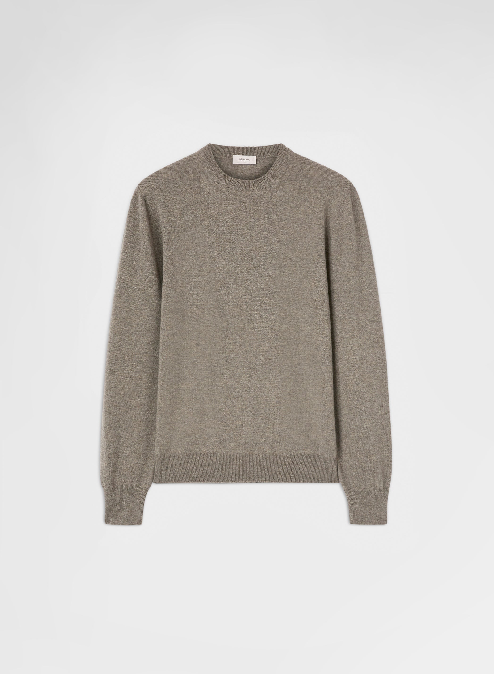 CASHMERE PLAIN KNIT CREWNECK SAND