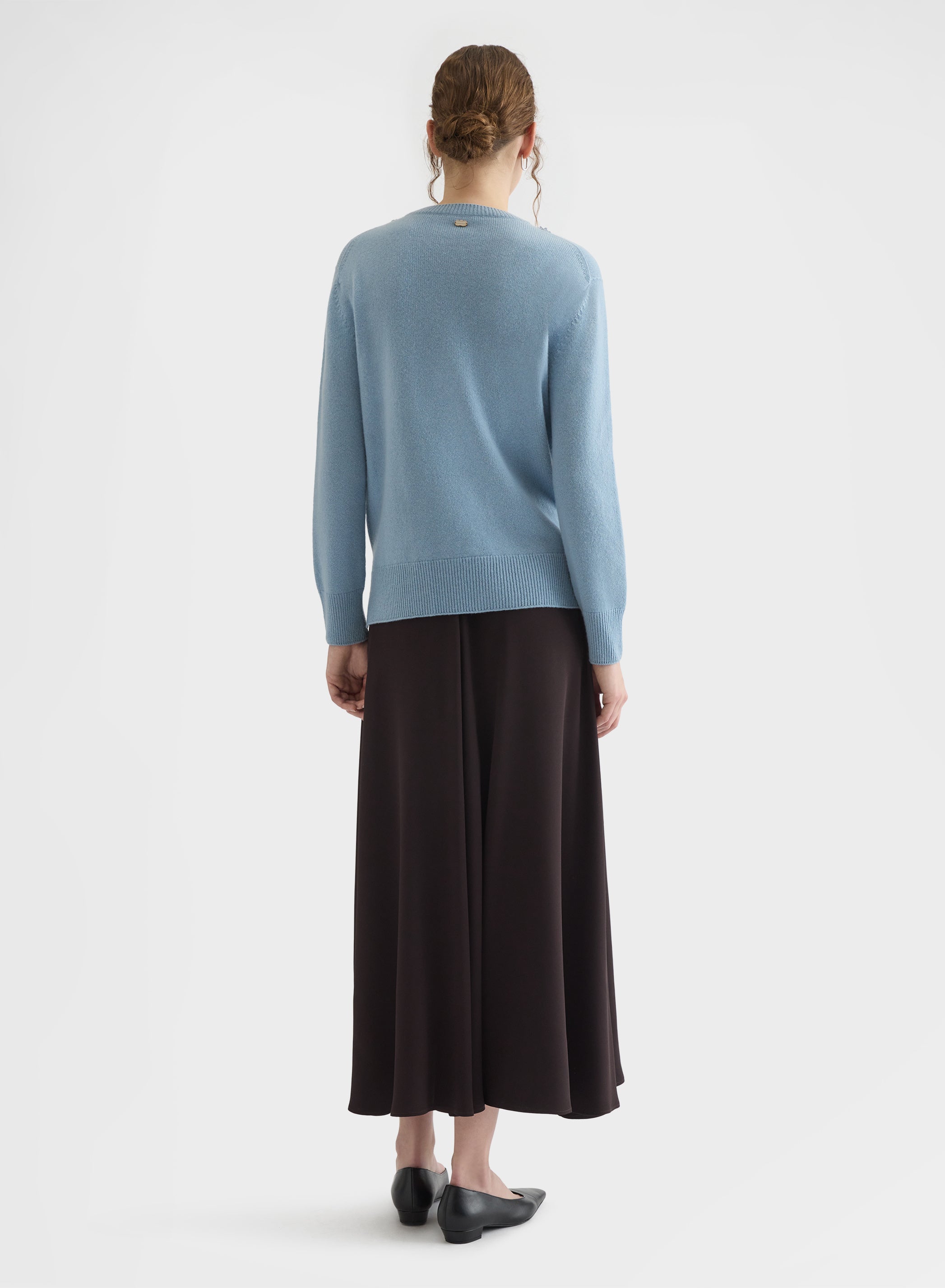 CASHMERE PLAIN KNIT CREWNECK DARK POWDER