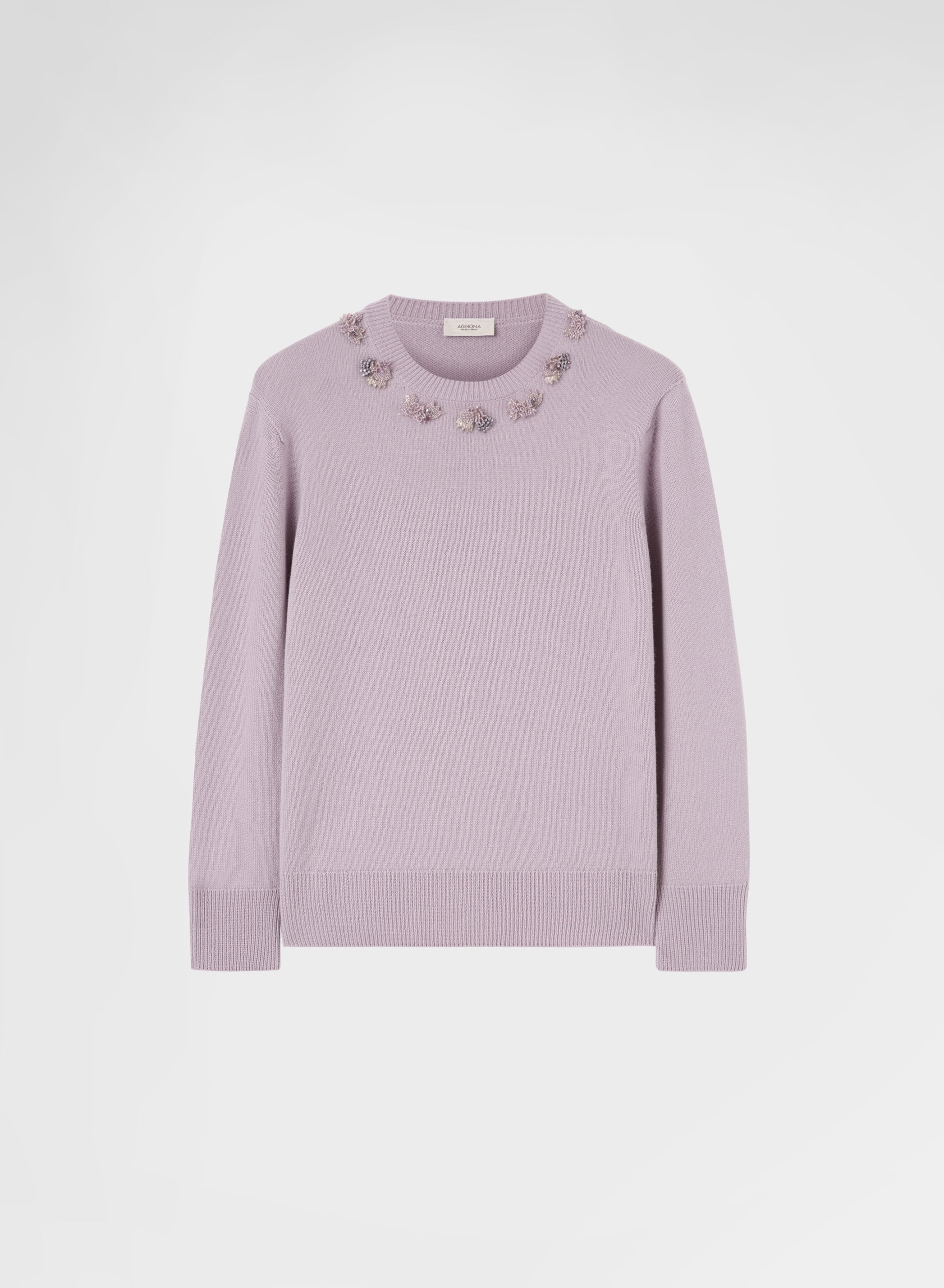 CASHMERE PLAIN KNIT CREWNECK MAUVE