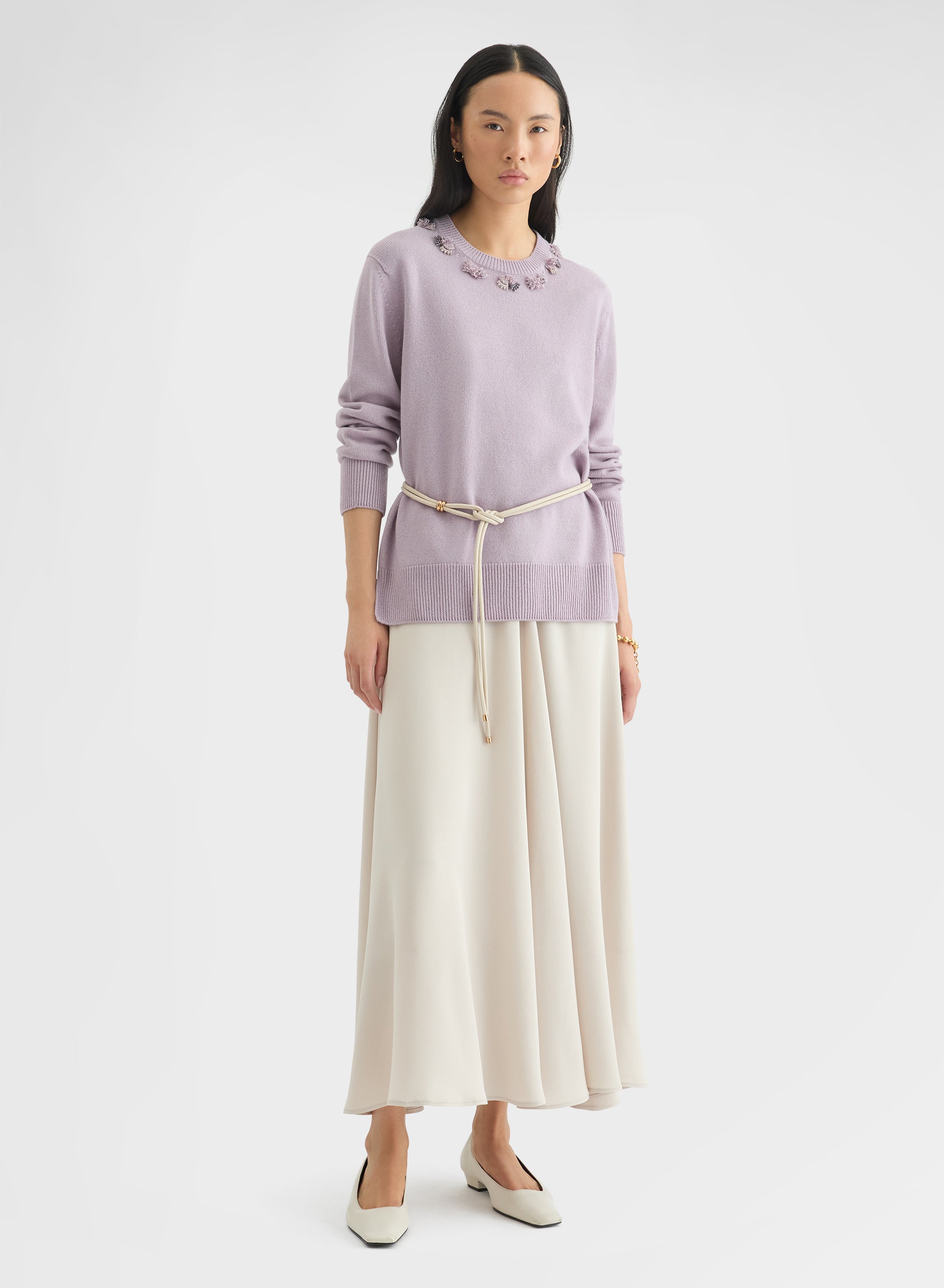 CASHMERE PLAIN KNIT CREWNECK MAUVE