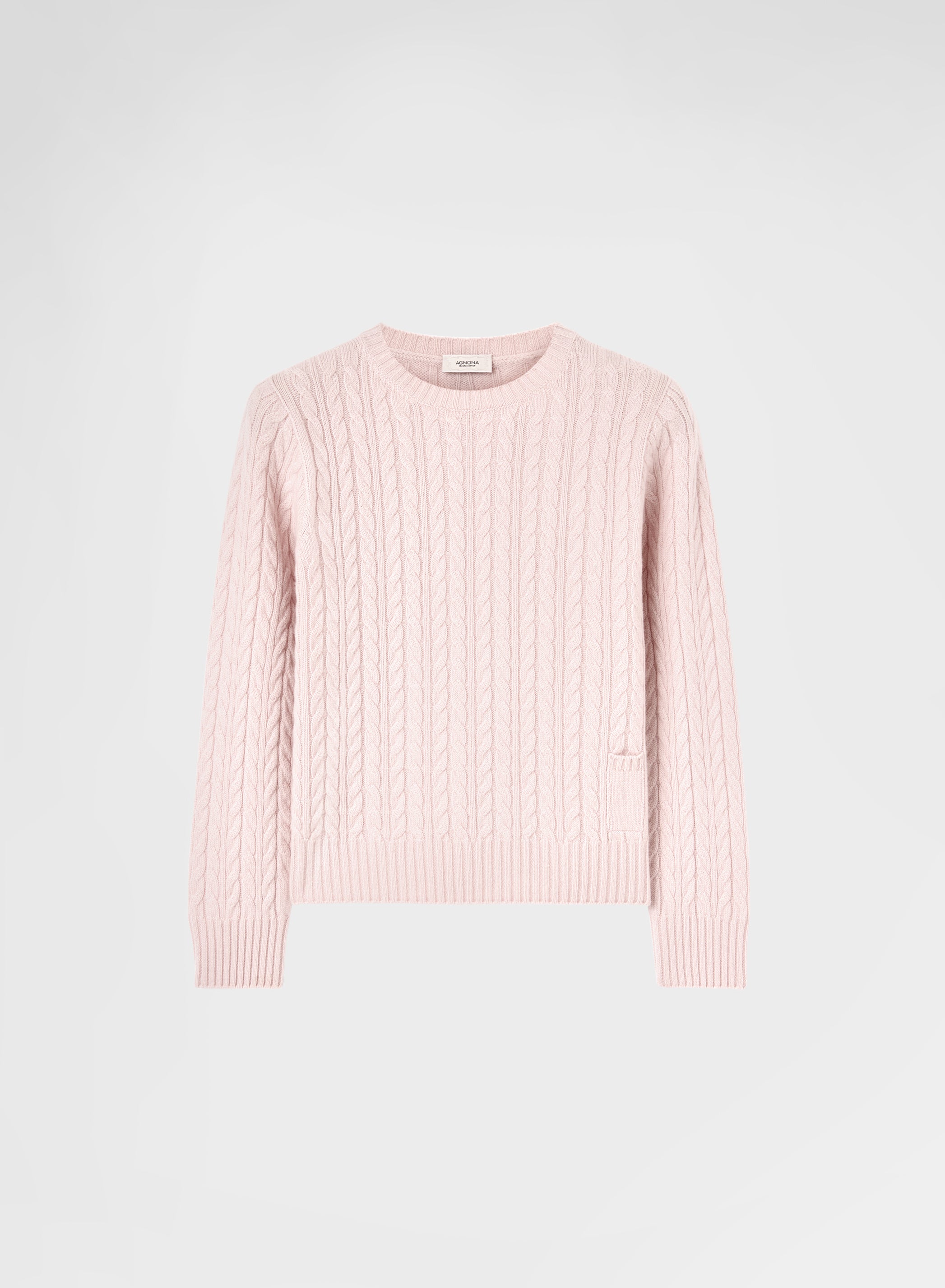 CASHMERE ICONIC CABLE LIPSTICK CREWNECK GUM