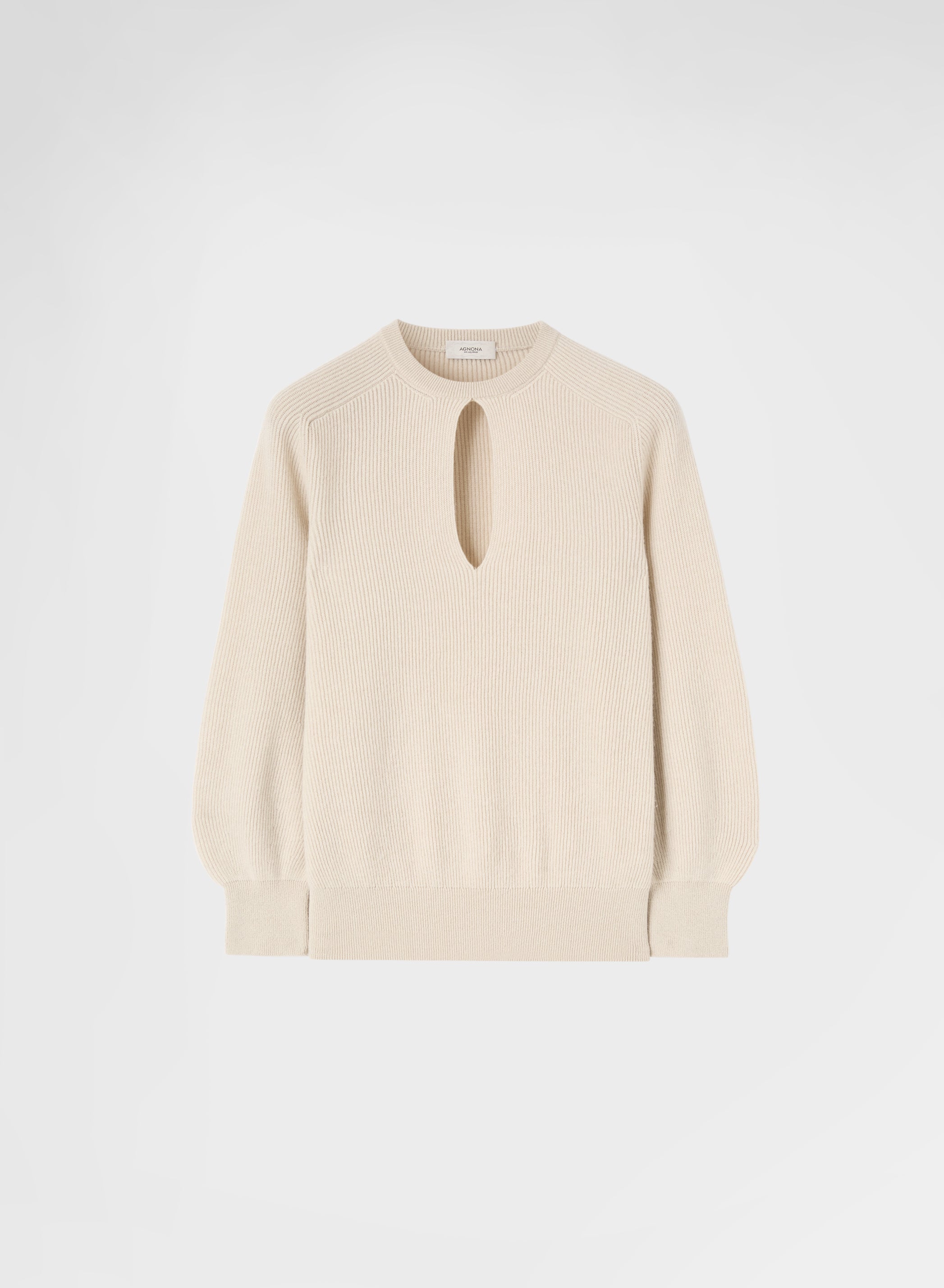 CASHMERE ENGLISH RIB CREWNECK GREIGE