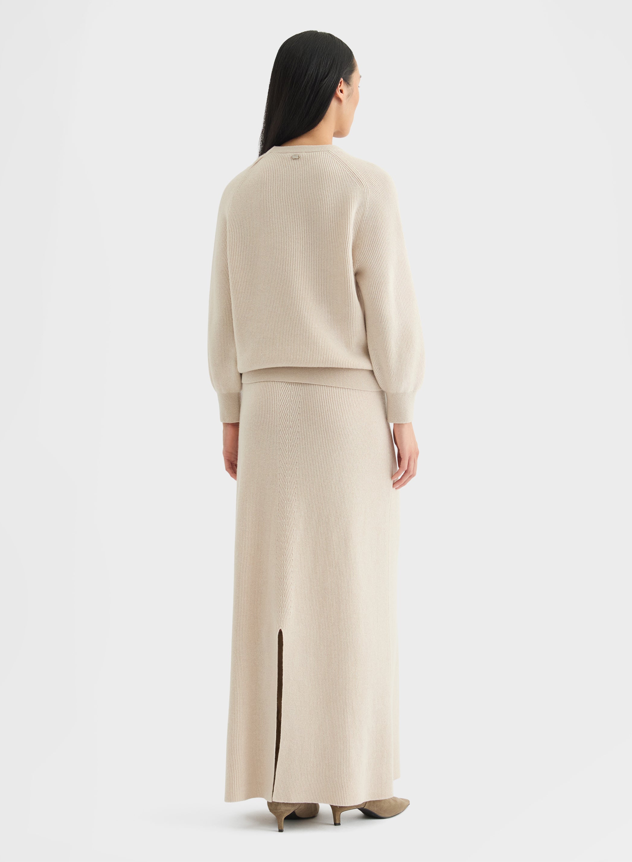 CASHMERE ENGLISH RIB CREWNECK GREIGE