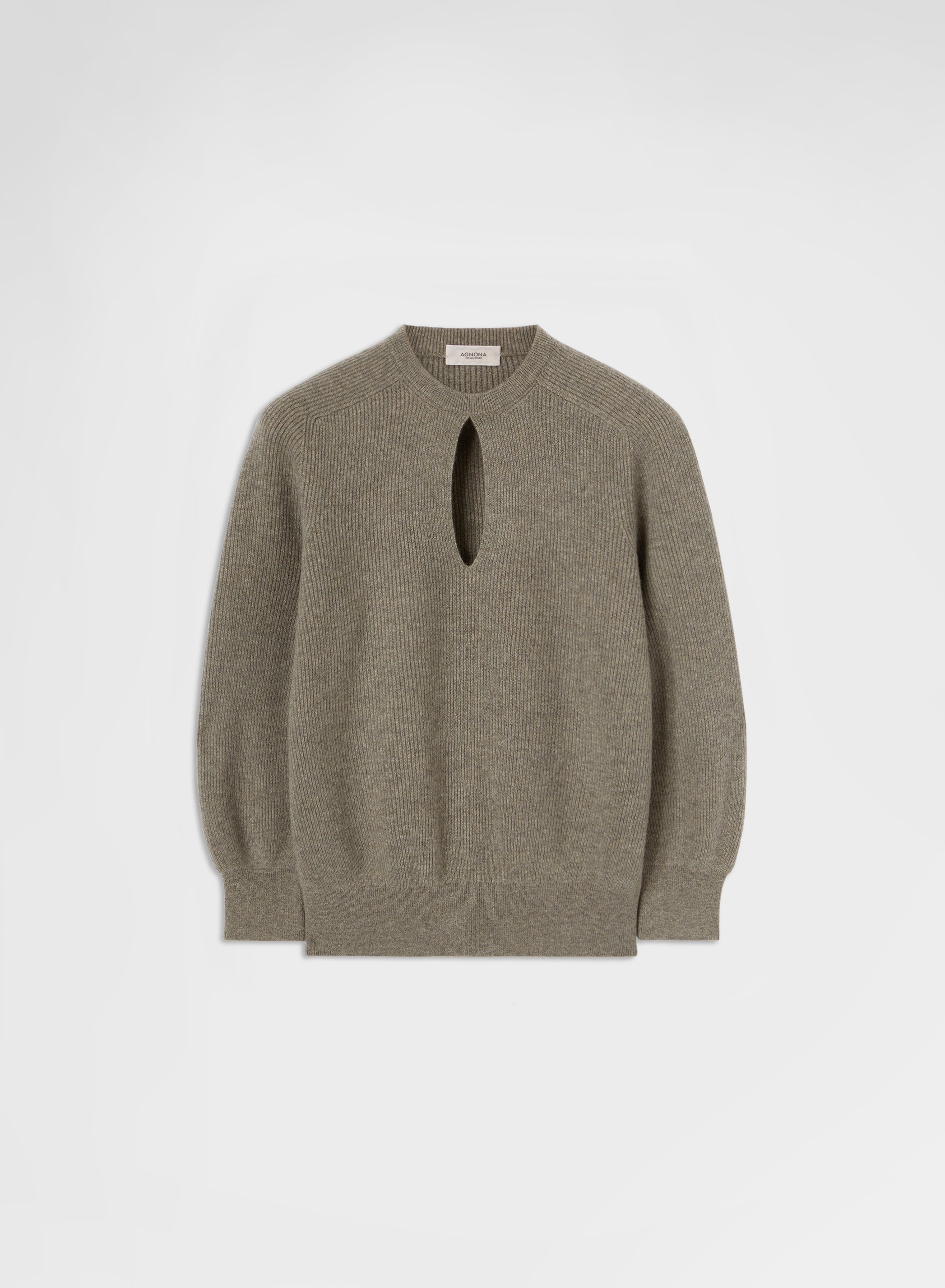 CASHMERE ENGLISH RIB CREWNECK SAND