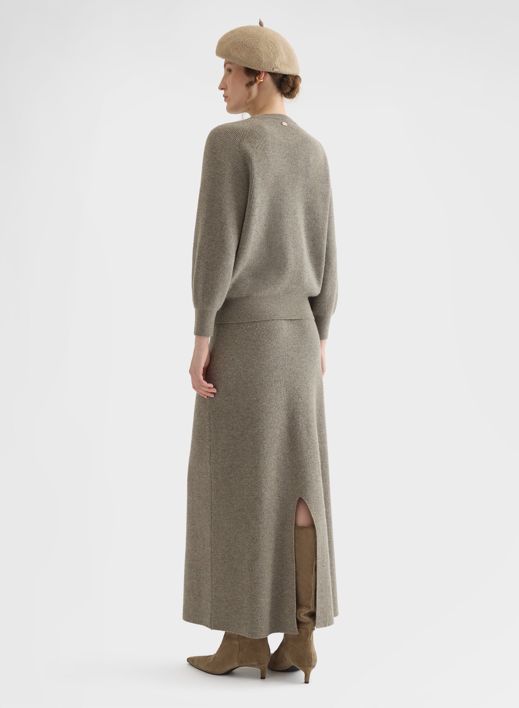 CASHMERE ENGLISH RIB CREWNECK SAND