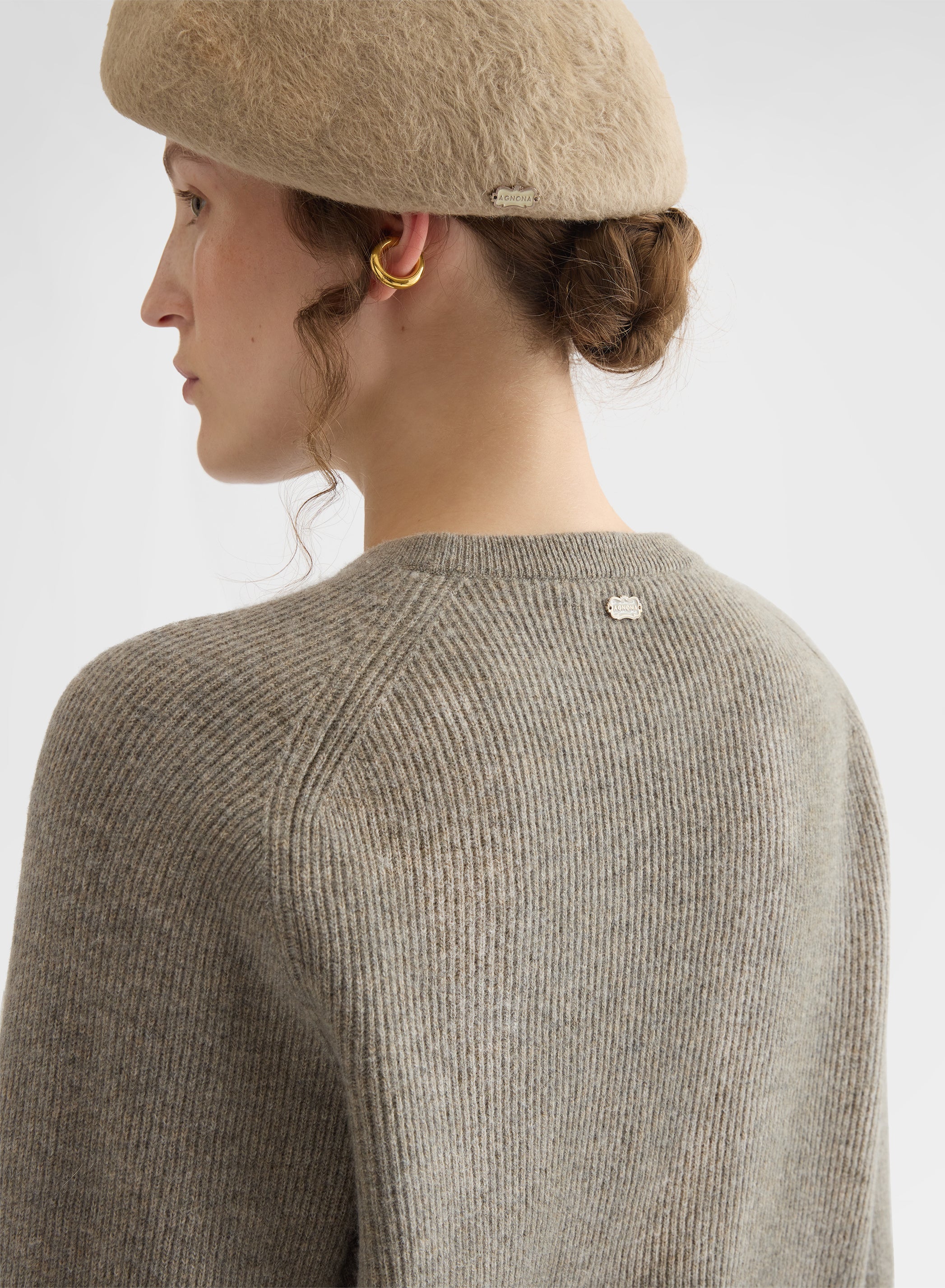 CASHMERE ENGLISH RIB CREWNECK SAND