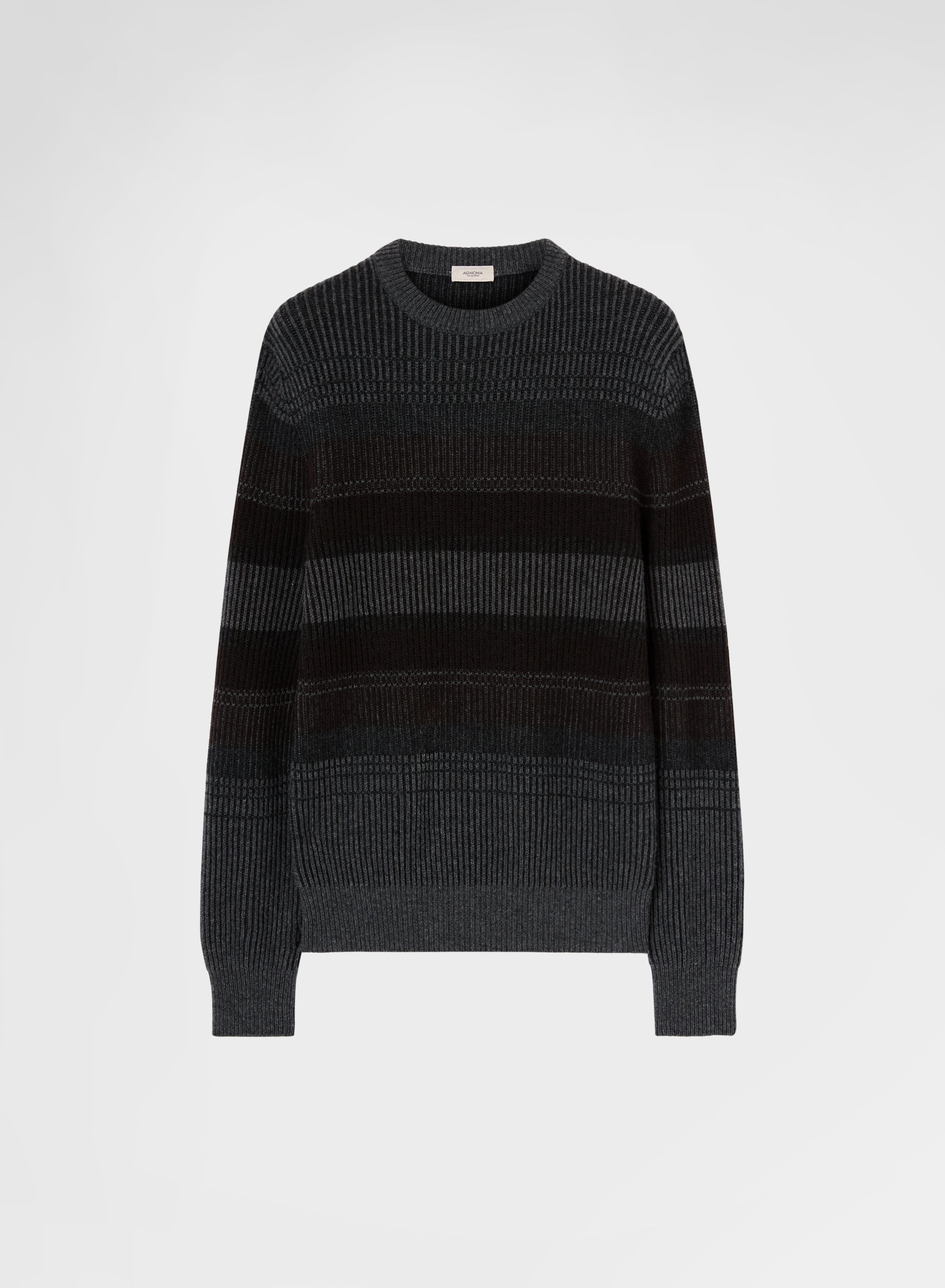 CASHMERE BICOLOUR RIB CREWNECK MEDIUM GREY