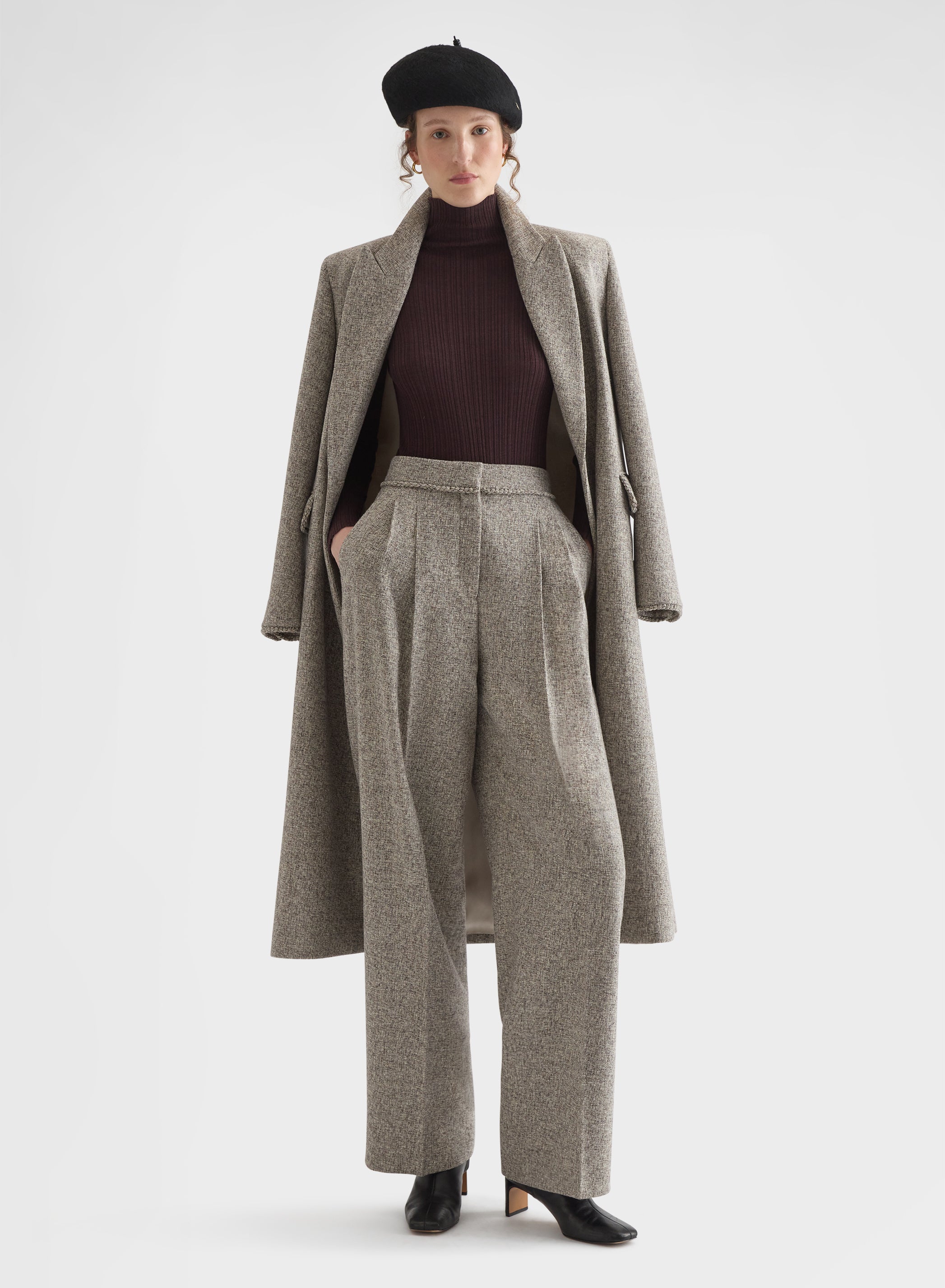 CASHMERE WOOL SILK CORTECCIA STITCH TURTLENECK BURGUNDY