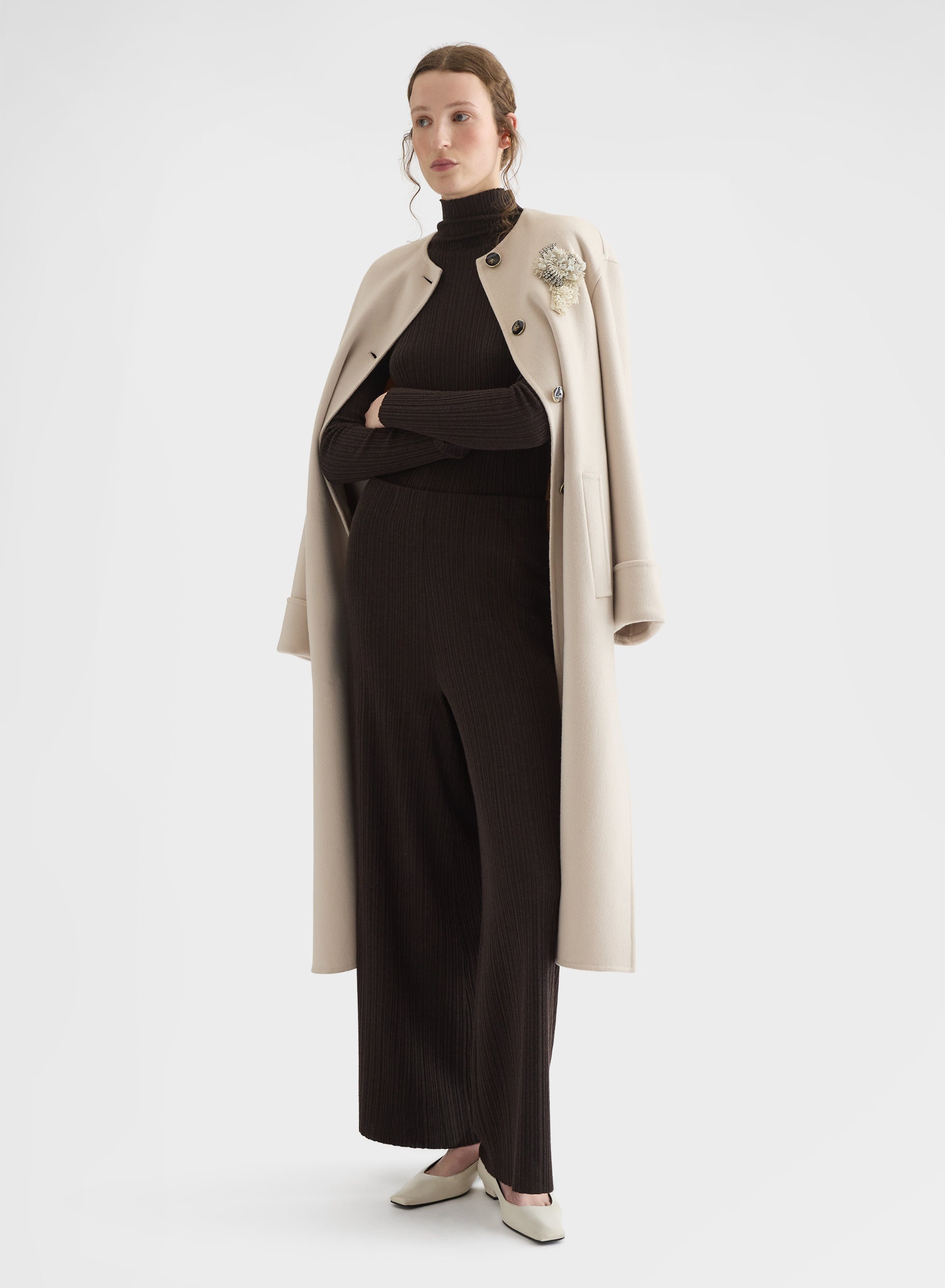 CASHMERE WOOL SILK CORTECCIA STITCH TURTLENECK EBONY