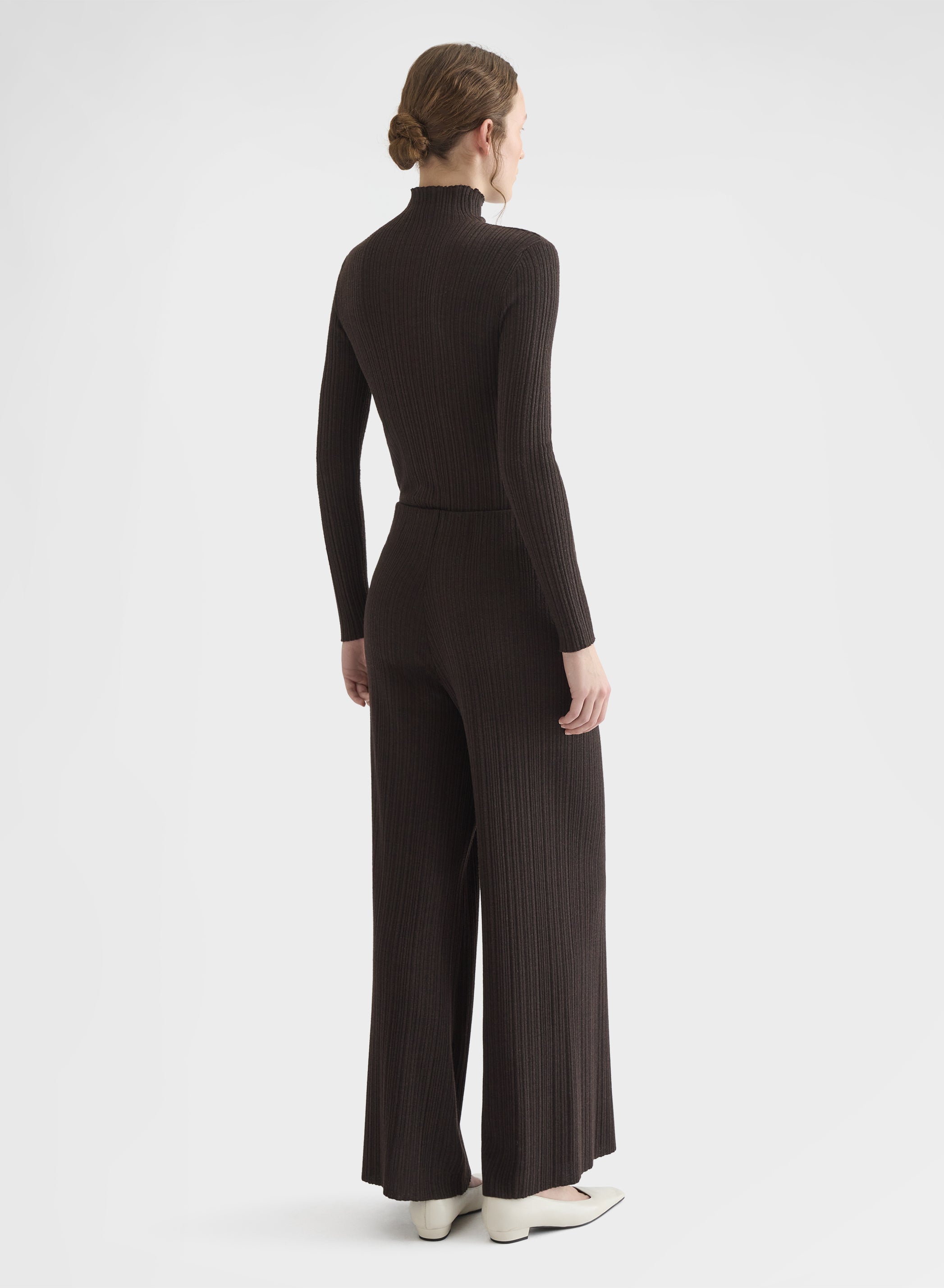 CASHMERE WOOL SILK CORTECCIA STITCH TURTLENECK EBONY