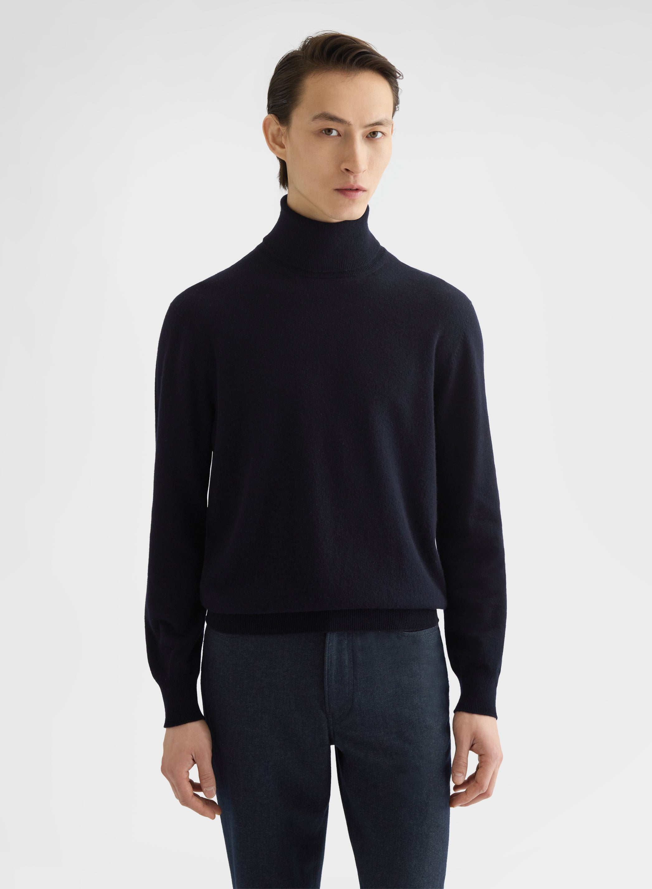 CASHMERE PLAIN KNIT TURTLENECK NIGHT