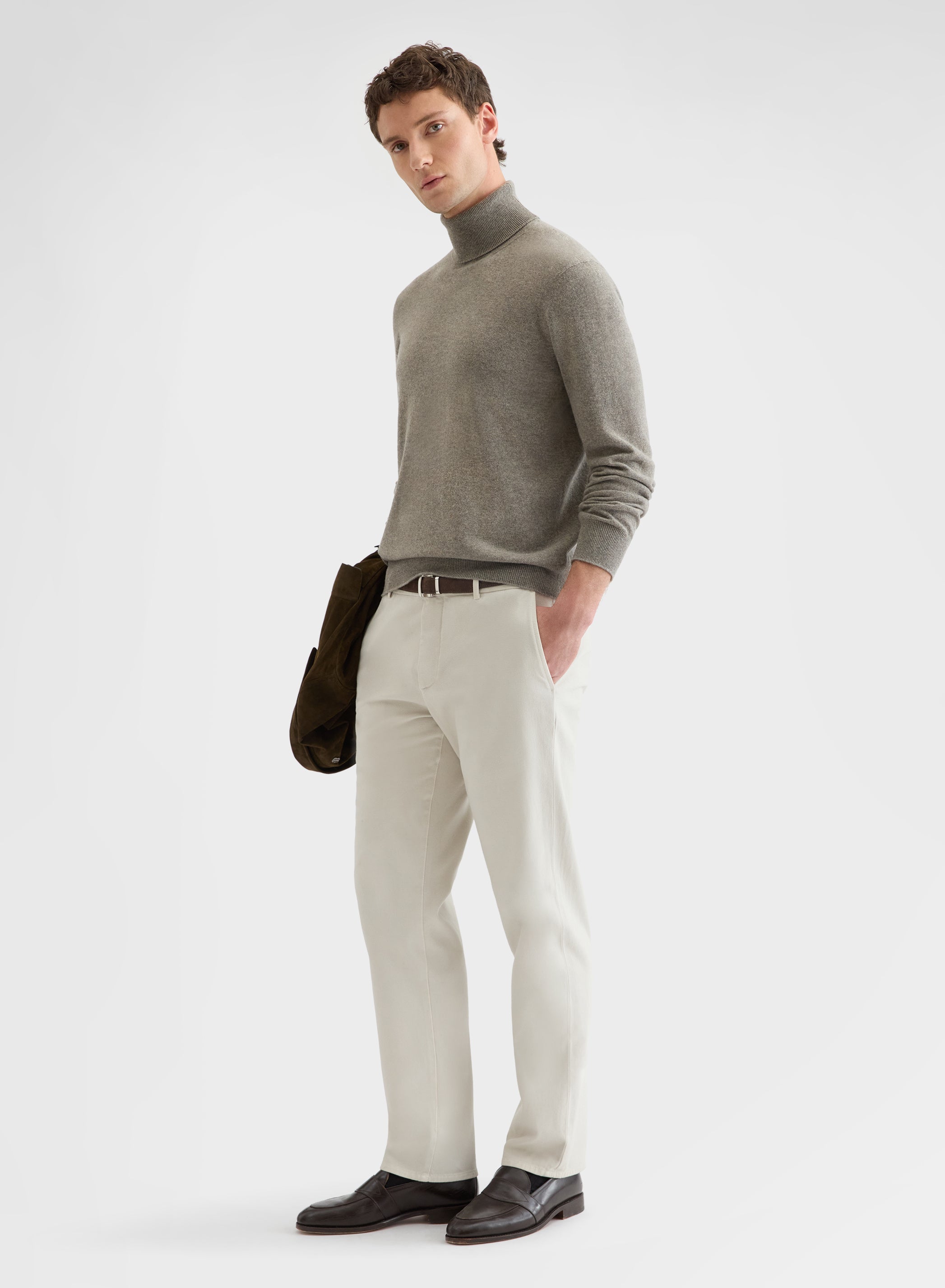 CASHMERE PLAIN KNIT TURTLENECK SAND