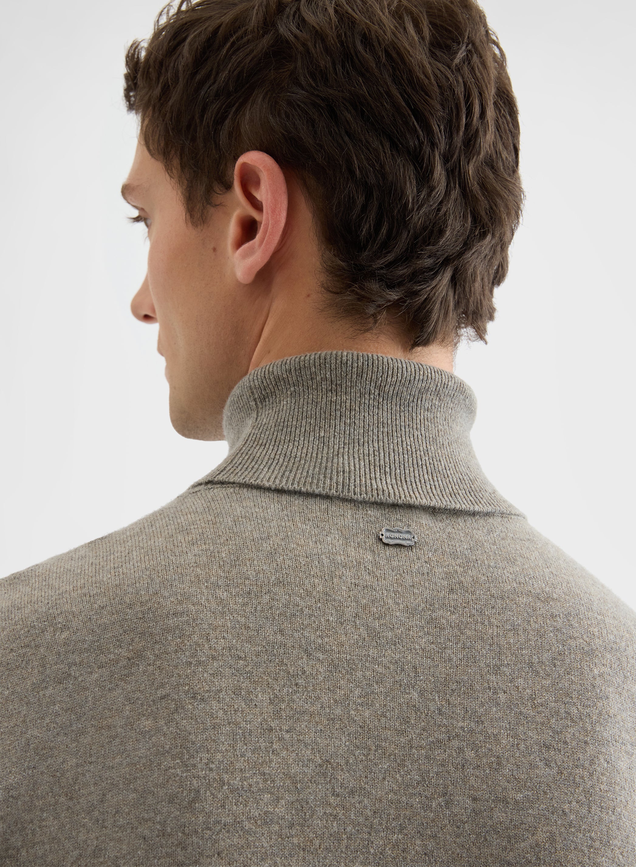 CASHMERE PLAIN KNIT TURTLENECK SAND