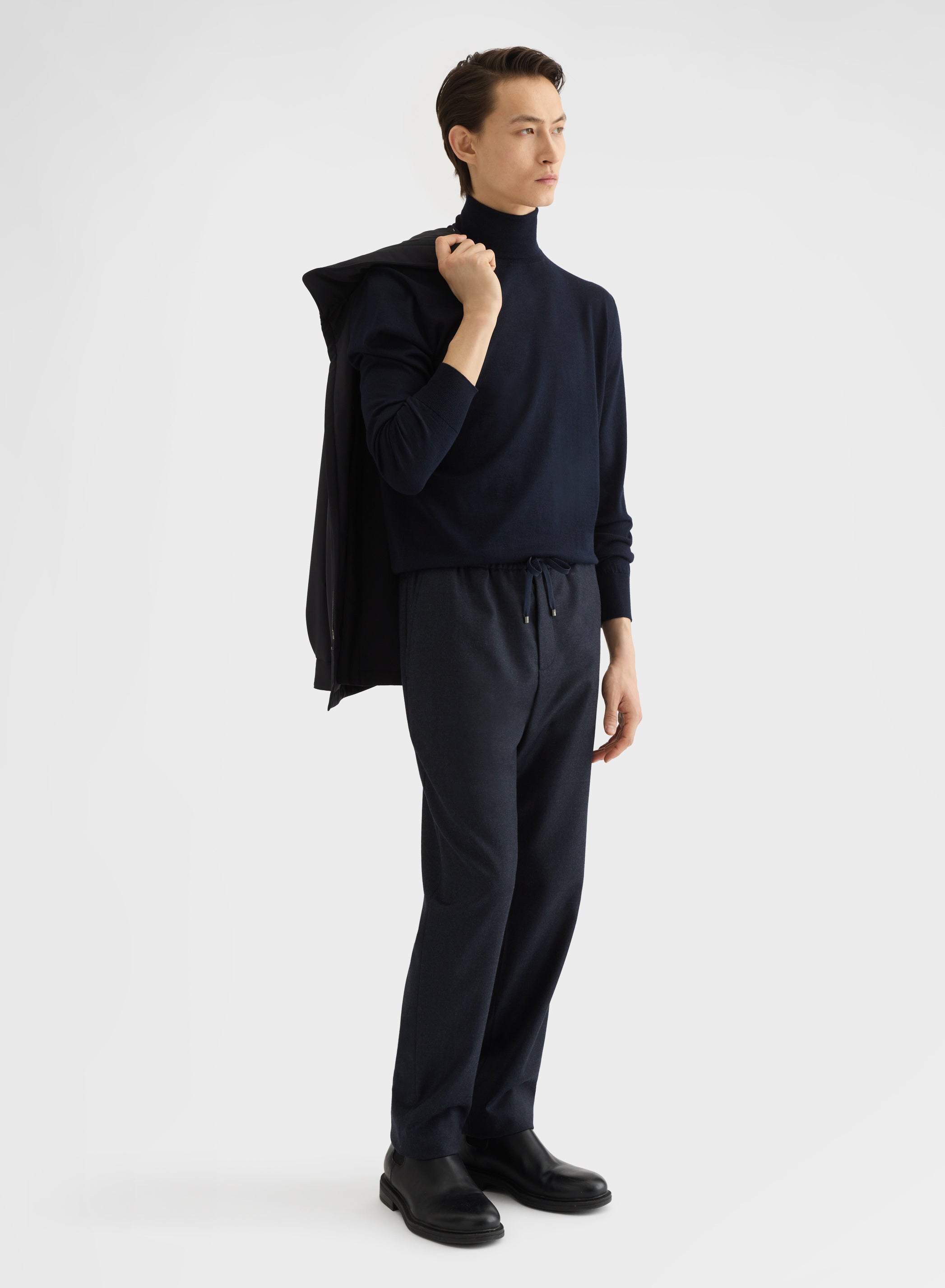 FINE WOOL SILK CASHMERE TURTLENECK NIGHT